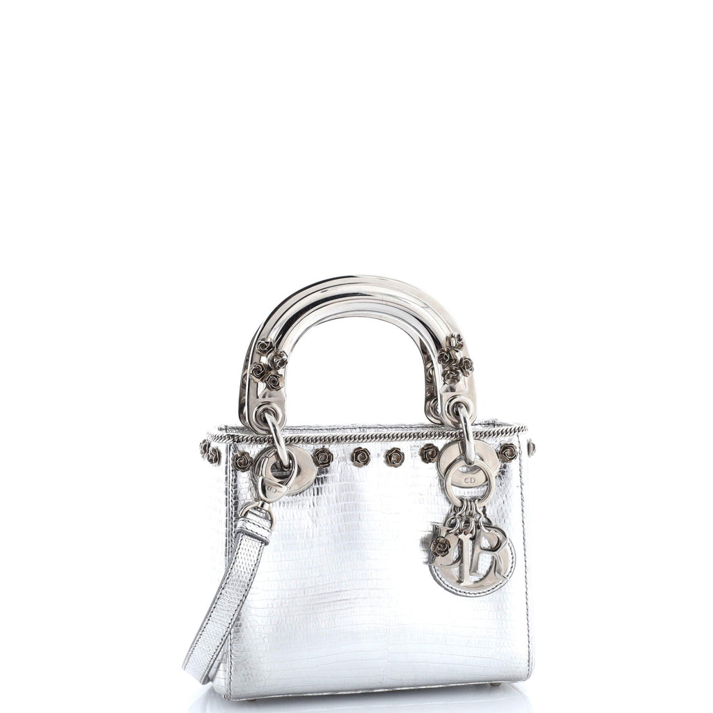 Lady Dior Bag Lizard with Metal Applique Mini