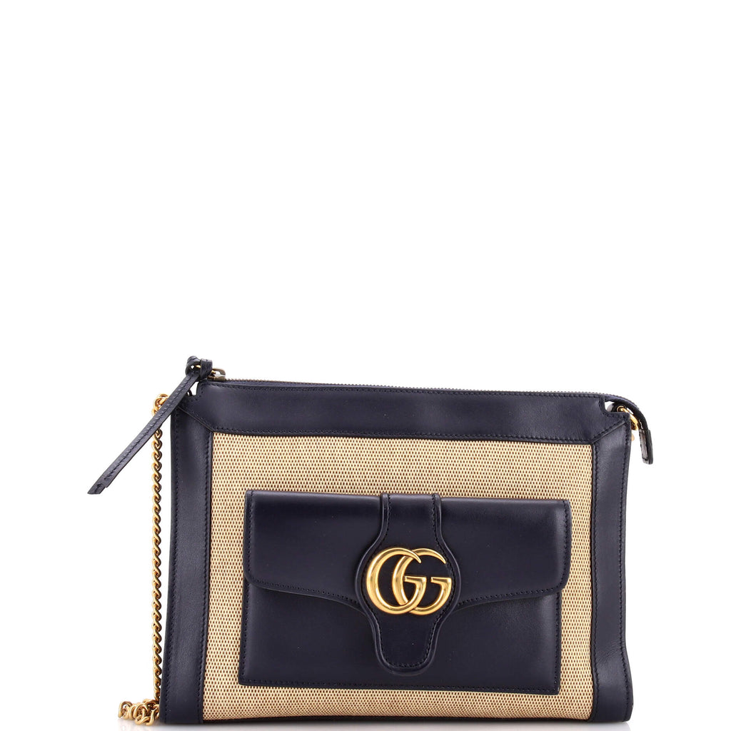 Dahlia Chain Shoulder Bag Leather with Canvas Small