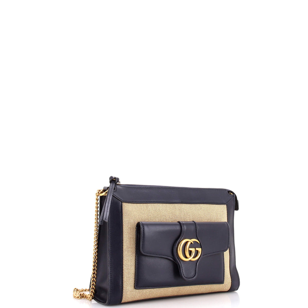 Dahlia Chain Shoulder Bag Leather with Canvas Small
