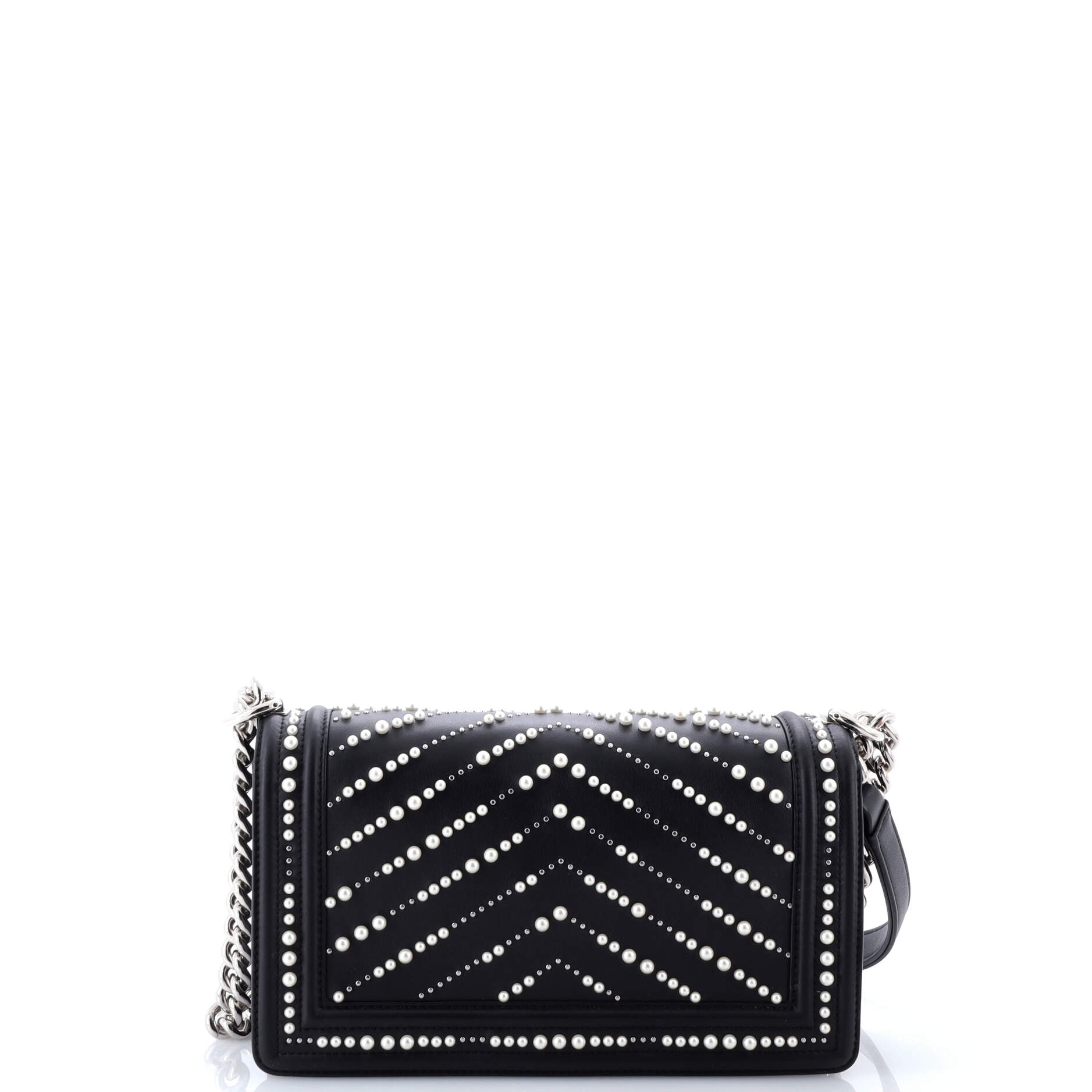 Boy Flap Bag Pearl Embellished Chevron Calfskin Old Medium