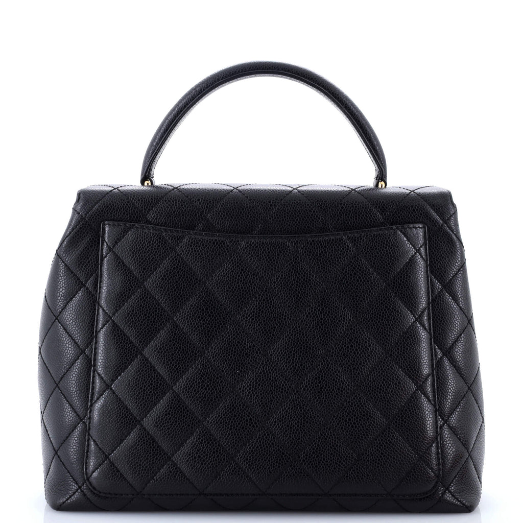 Vintage Classic Top Handle Flap Bag Quilted Caviar Jumbo