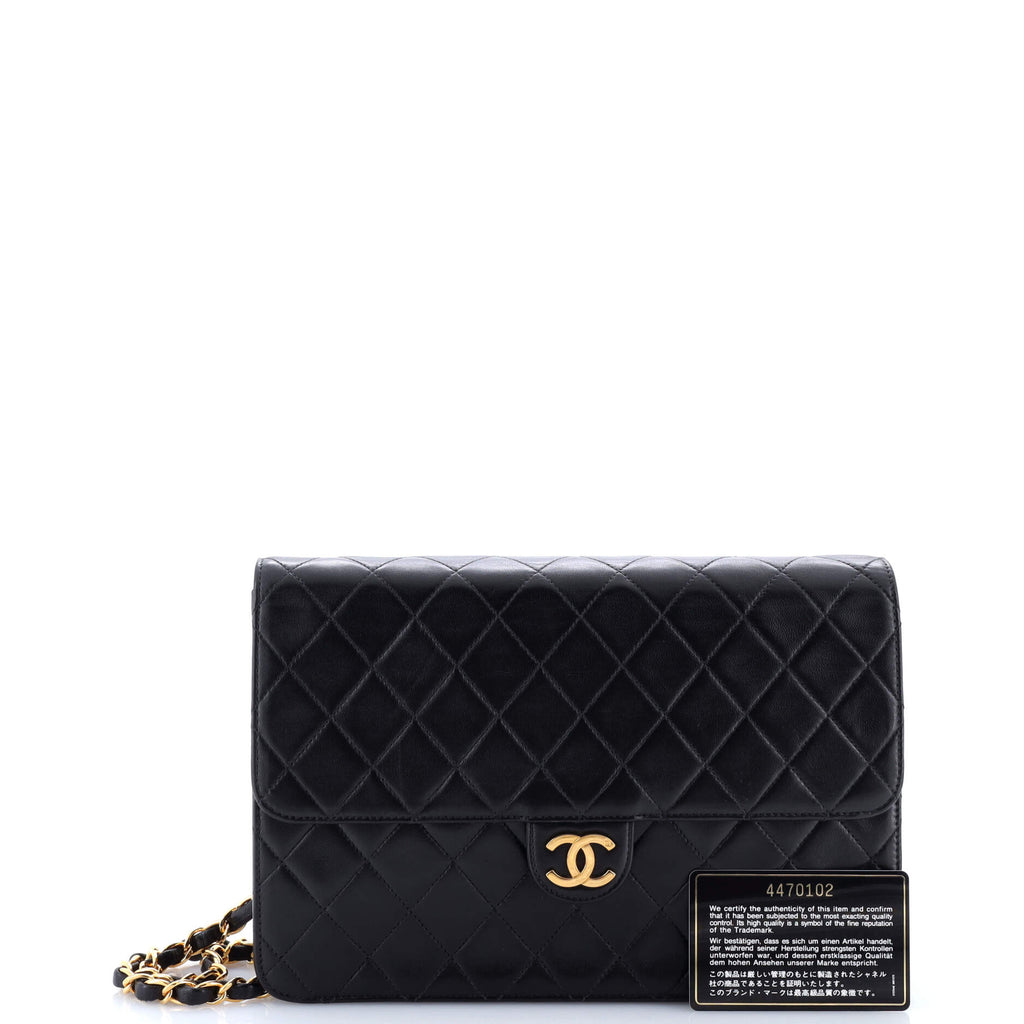 Vintage Clutch with Chain Quilted Leather Medium