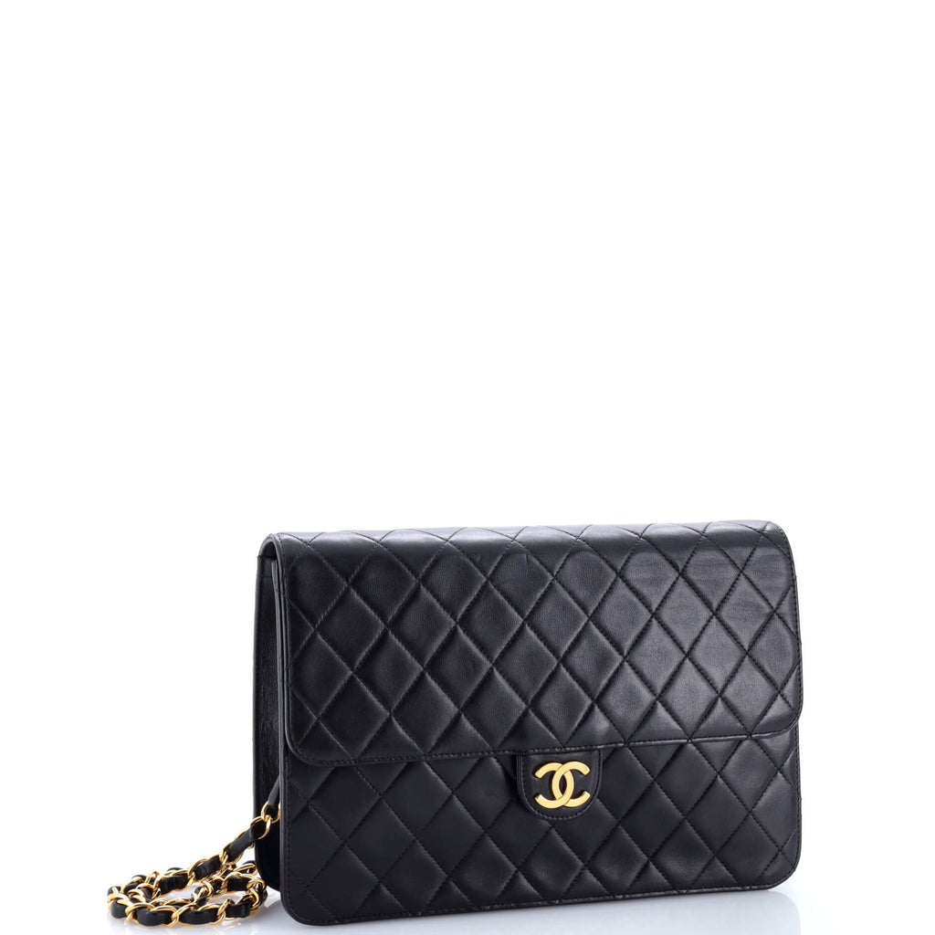 Vintage Clutch with Chain Quilted Leather Medium