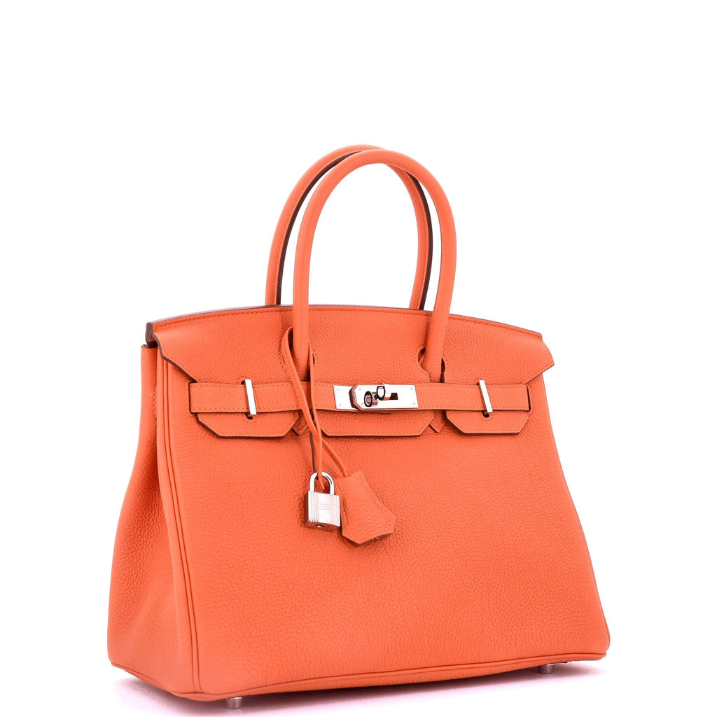 Birkin Handbag Feu Togo with Palladium Hardware 30