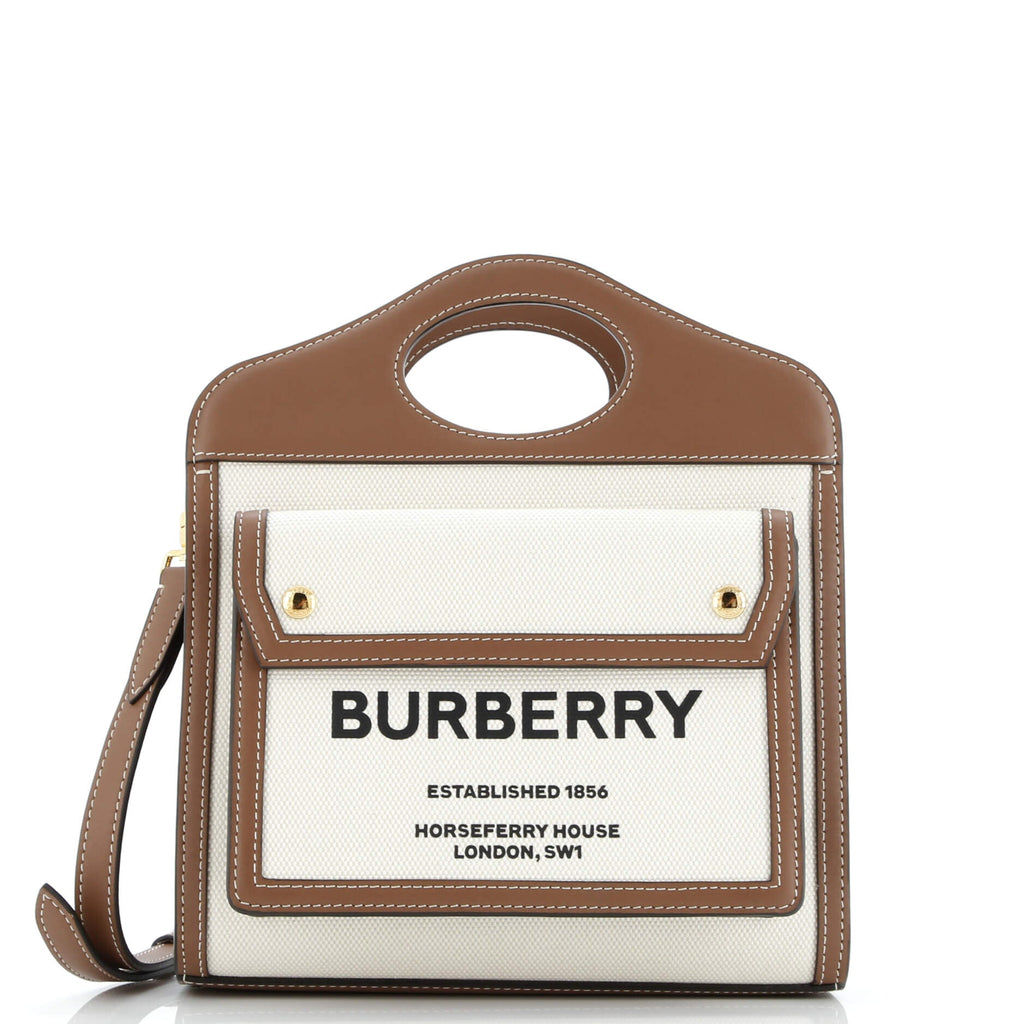 Logo Pocket Tote Canvas with Leather Mini