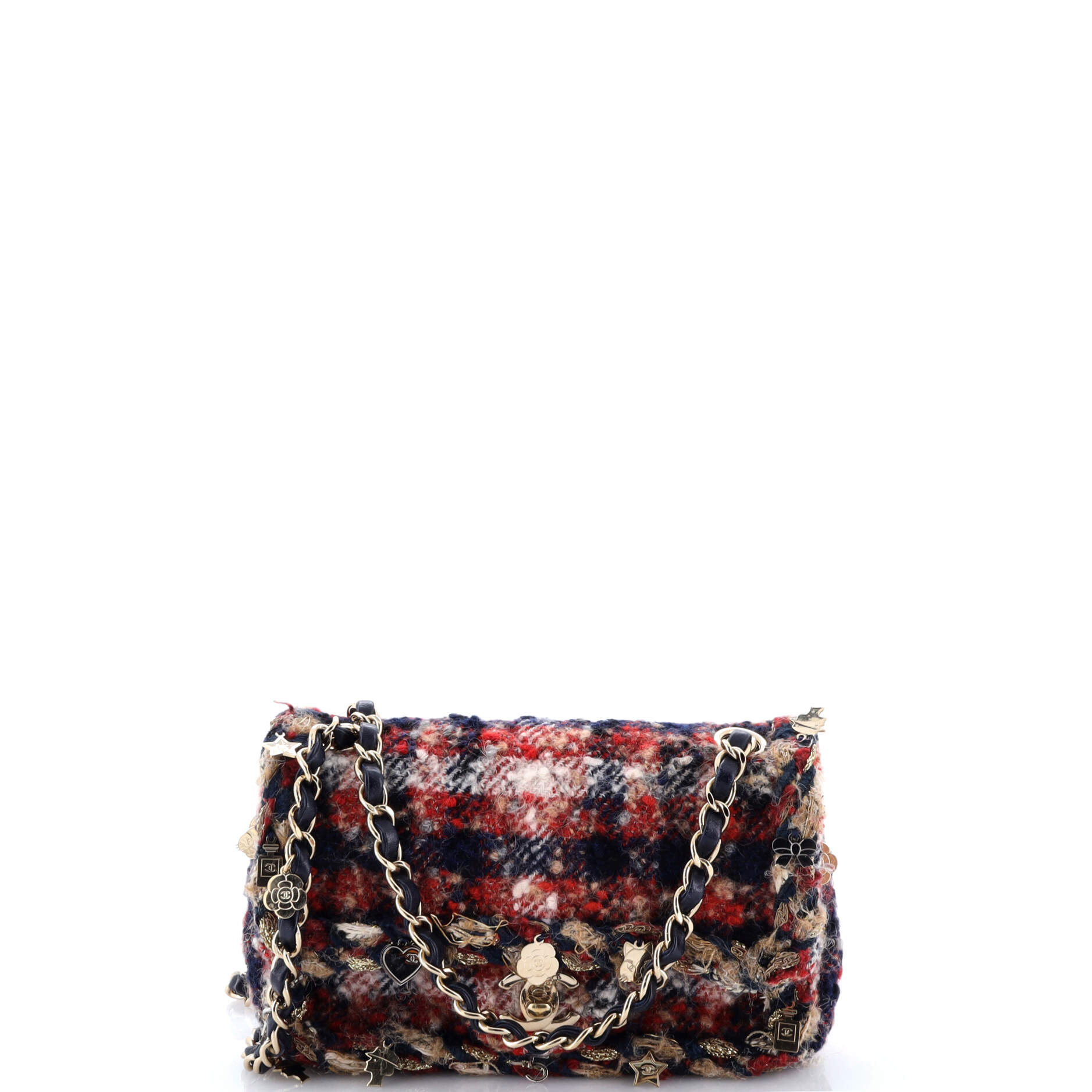 Charms Classic Single Flap Bag Braided Quilted Tweed Mini