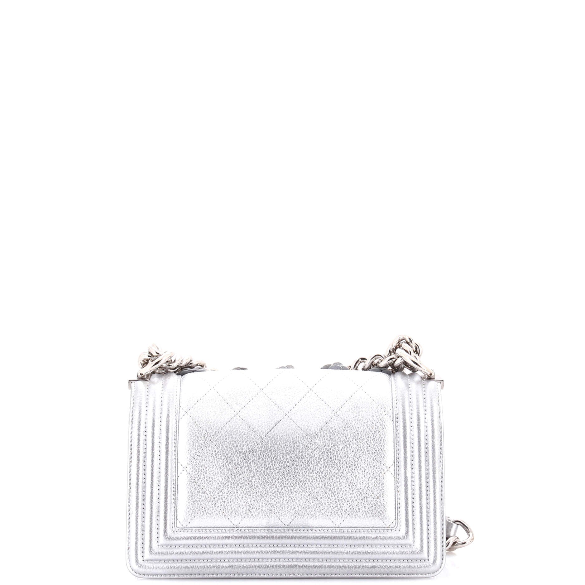Boy Flap Bag Quilted Lambskin with Camellia Applique Small