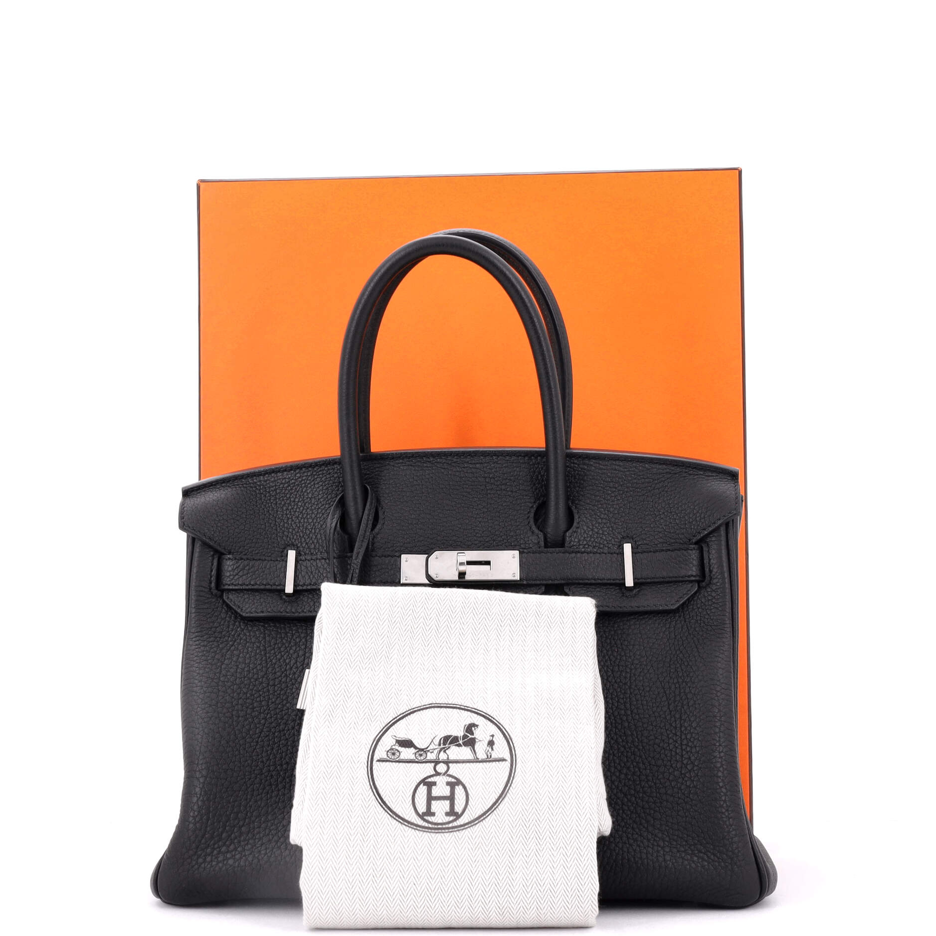 Birkin Handbag Noir Togo with Palladium Hardware 30