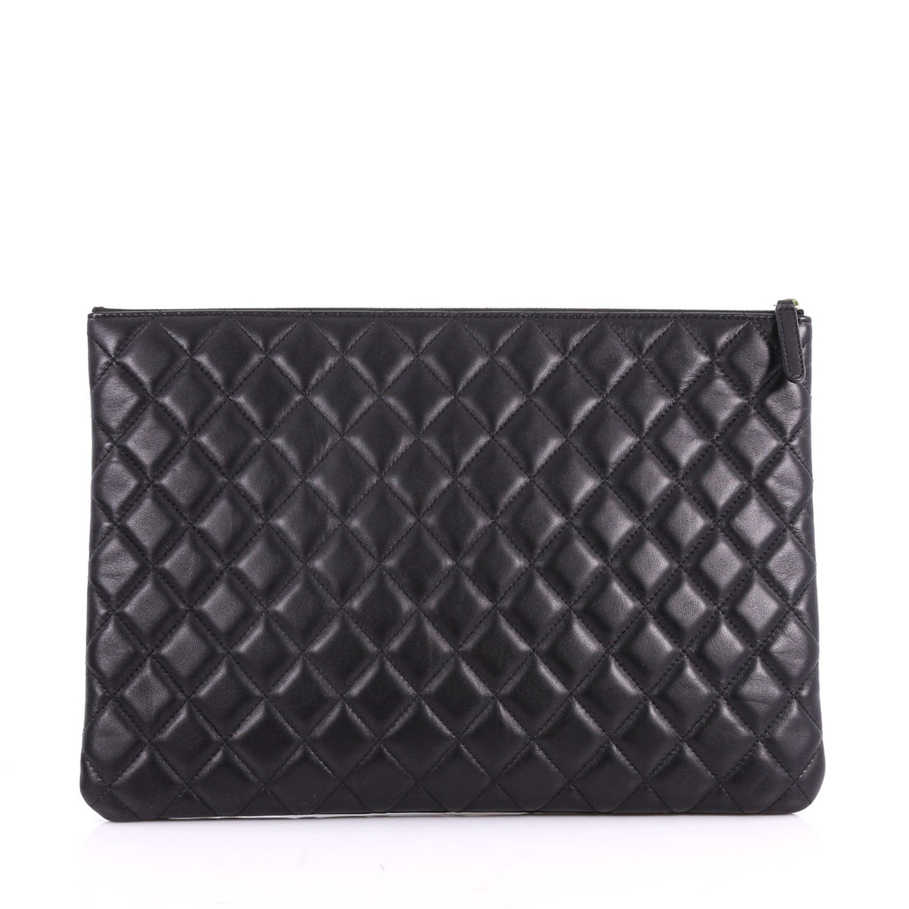 Camellia O Case Clutch Quilted Lambskin Large