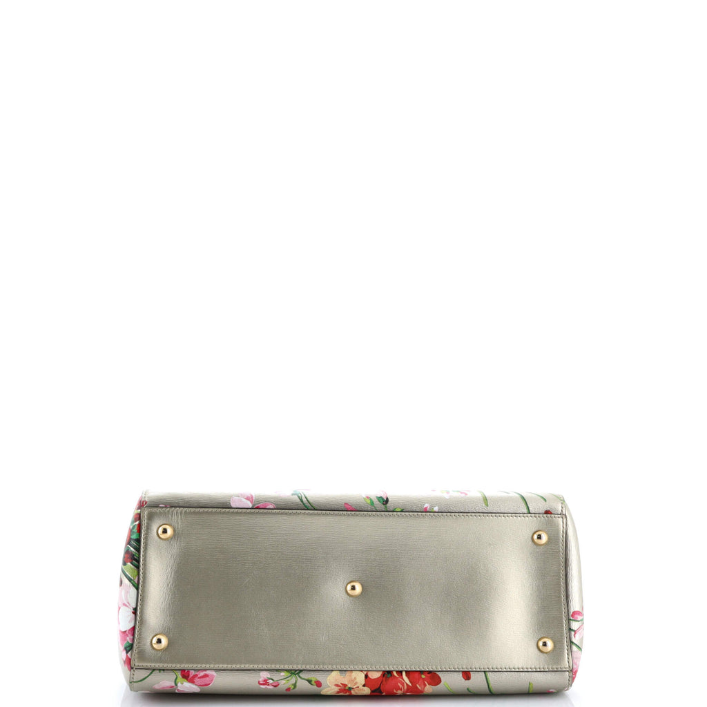 Bamboo Shopper Tote Blooms Print Leather Medium