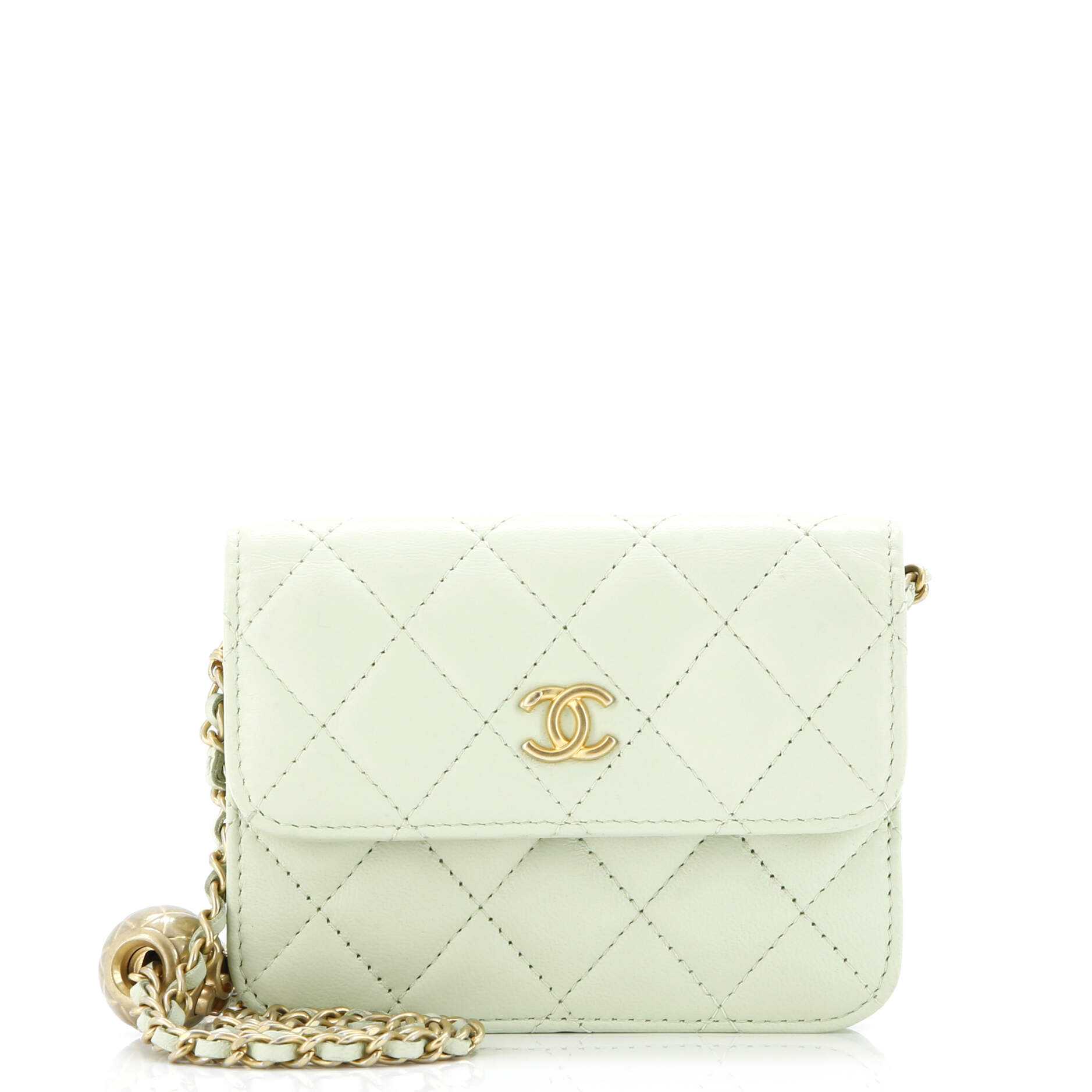 Pearl Crush Flap Clutch with Chain Quilted Lambskin Mini