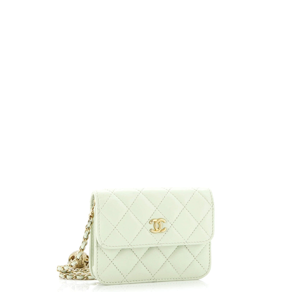 Pearl Crush Flap Clutch with Chain Quilted Lambskin Mini