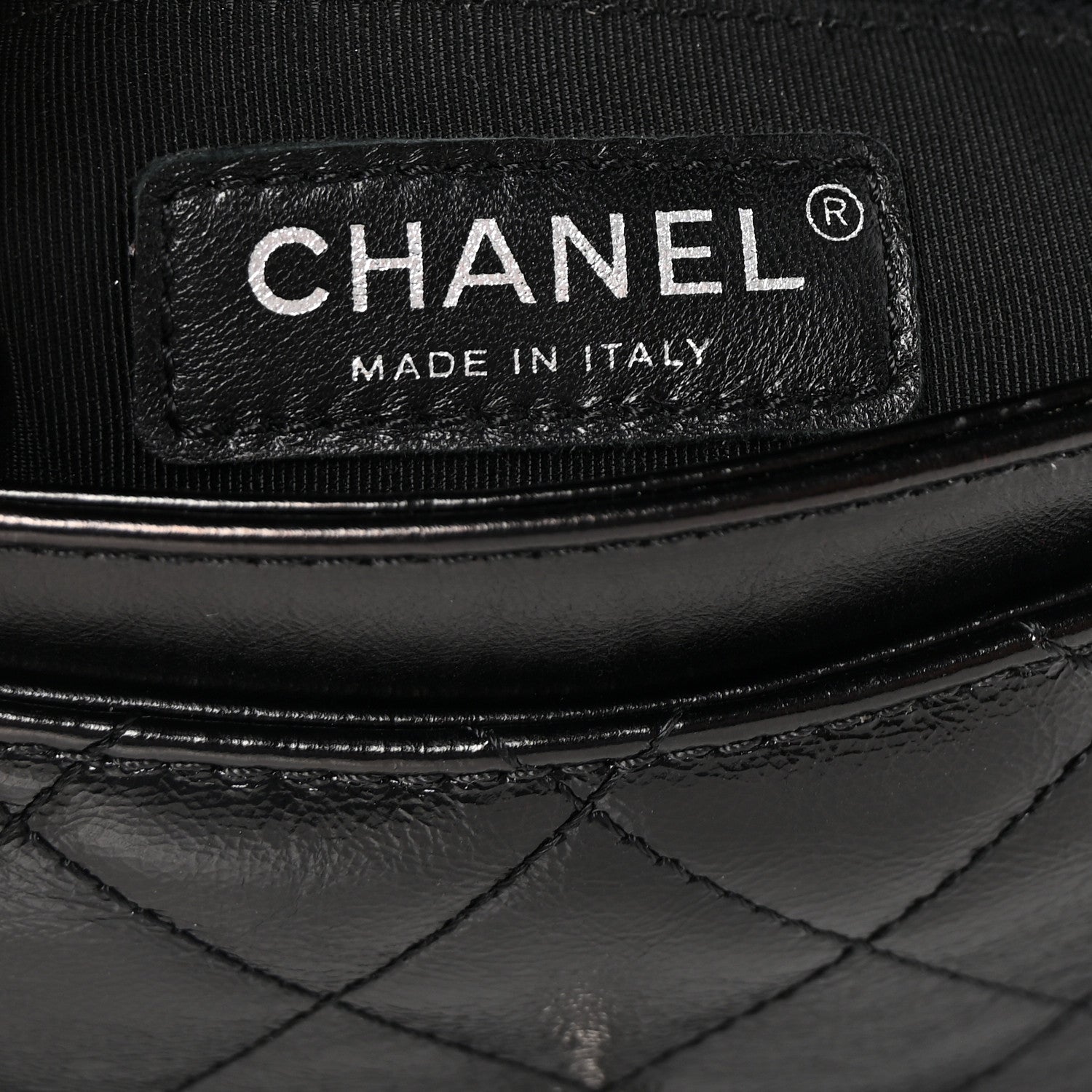 Shiny Goatskin Quilted Medium Flap Black