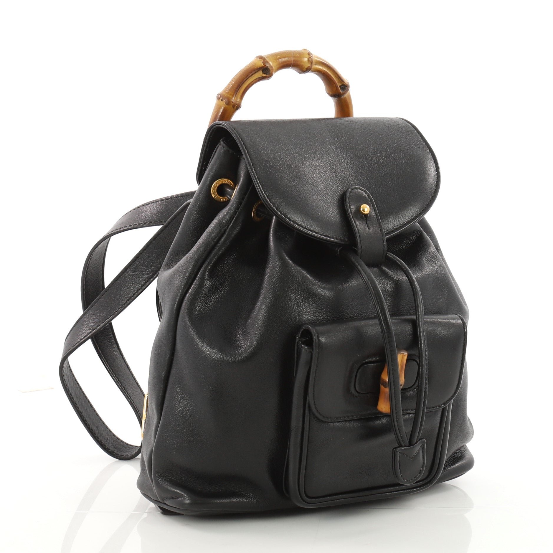Vintage Bamboo Backpack Leather Mini