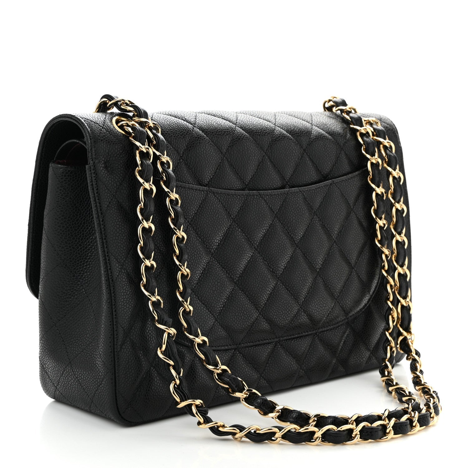 Caviar Quilted Jumbo Double Flap Black