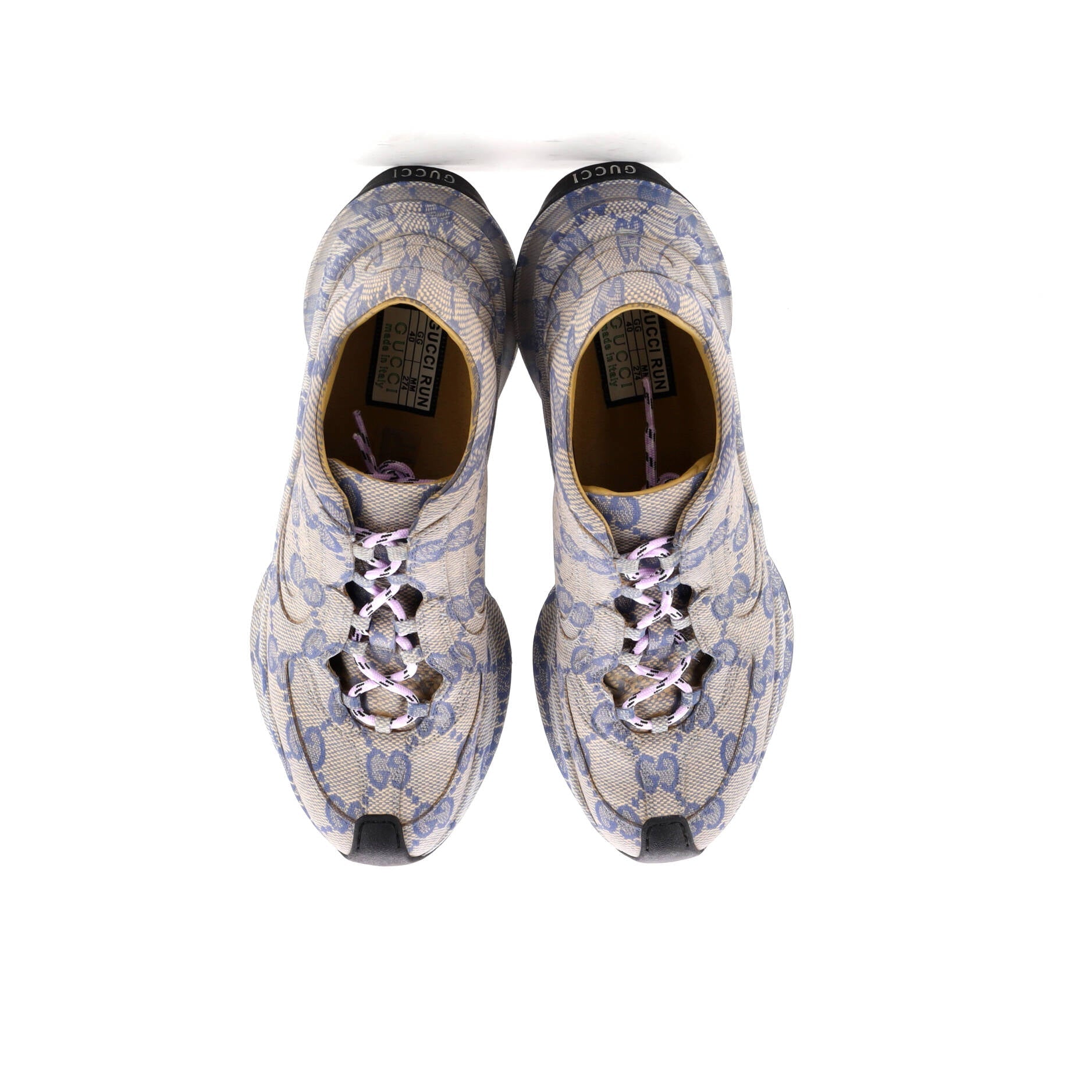 Women's Run Sneakers Monogram Print Leather