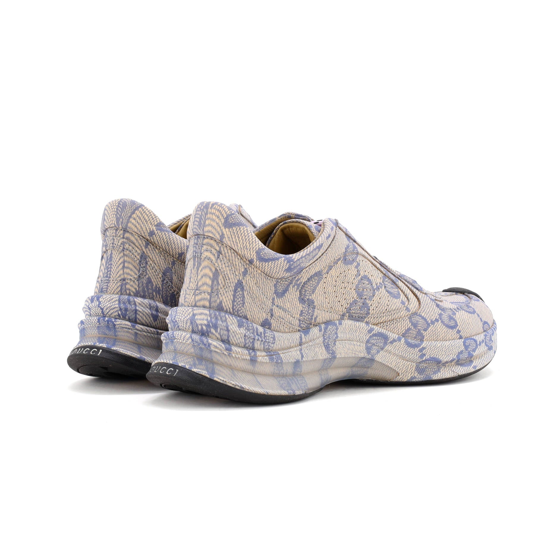 Women's Run Sneakers Monogram Print Leather