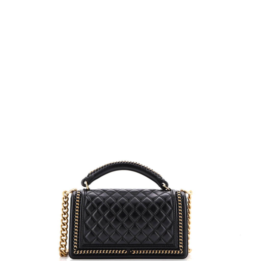 Chain Handle Boy Flap Bag Quilted Calfskin Old Medium