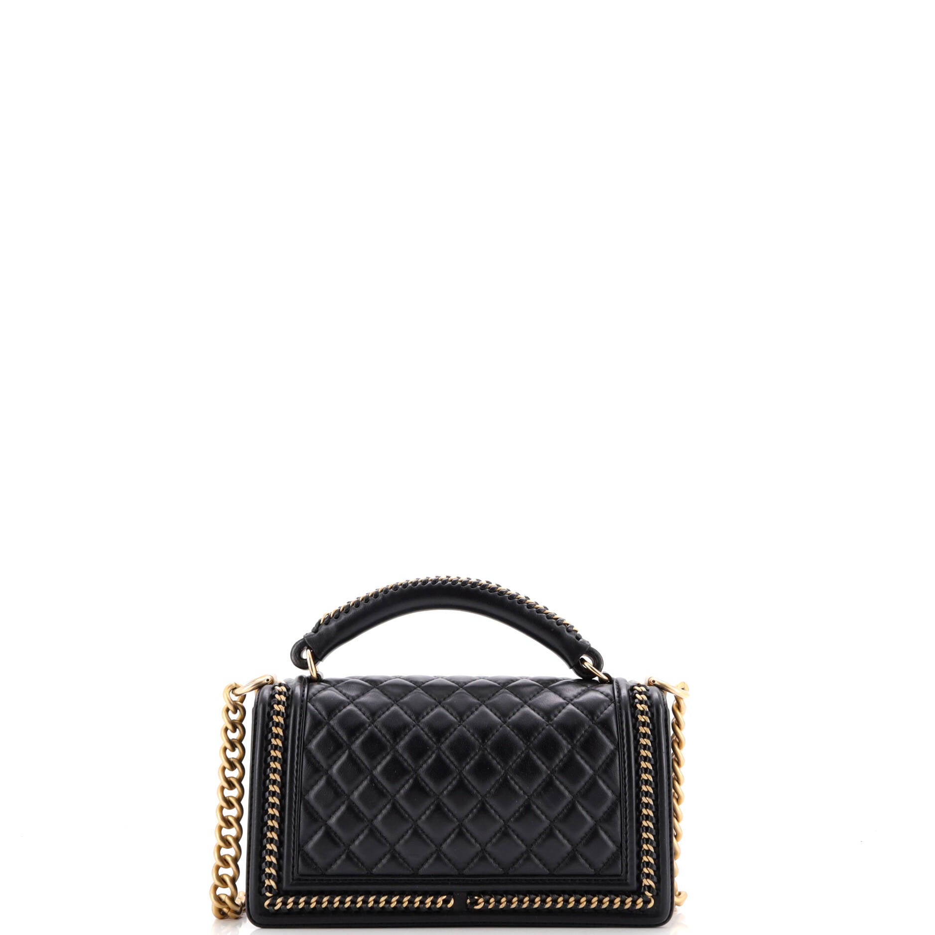 Chain Handle Boy Flap Bag Quilted Calfskin Old Medium