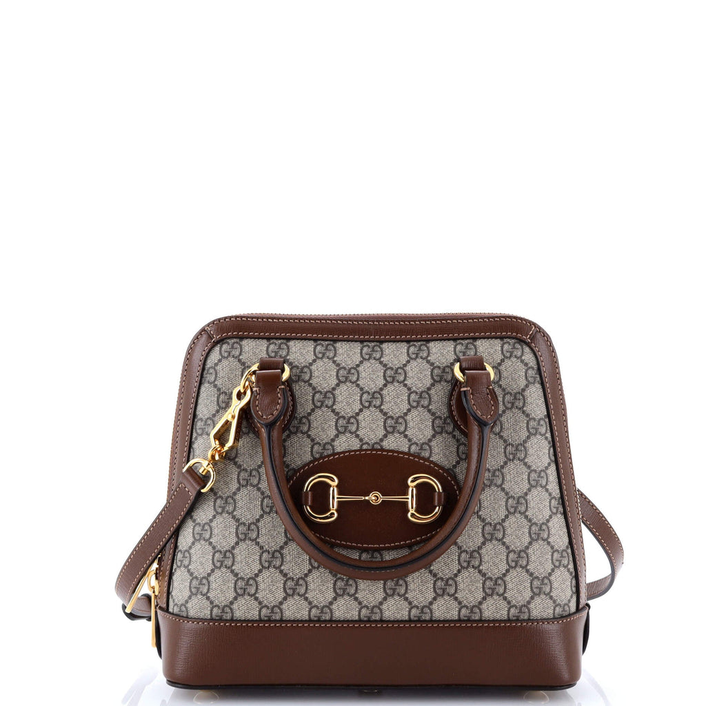 Horsebit 1955 Top Handle Bag GG Coated Canvas with Leather Small