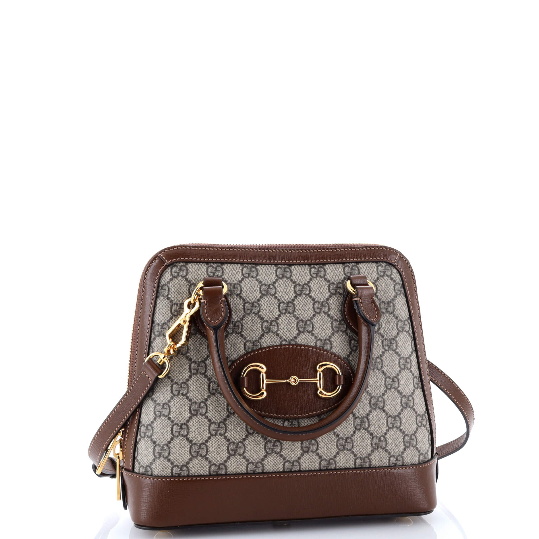 Horsebit 1955 Top Handle Bag GG Coated Canvas with Leather Small