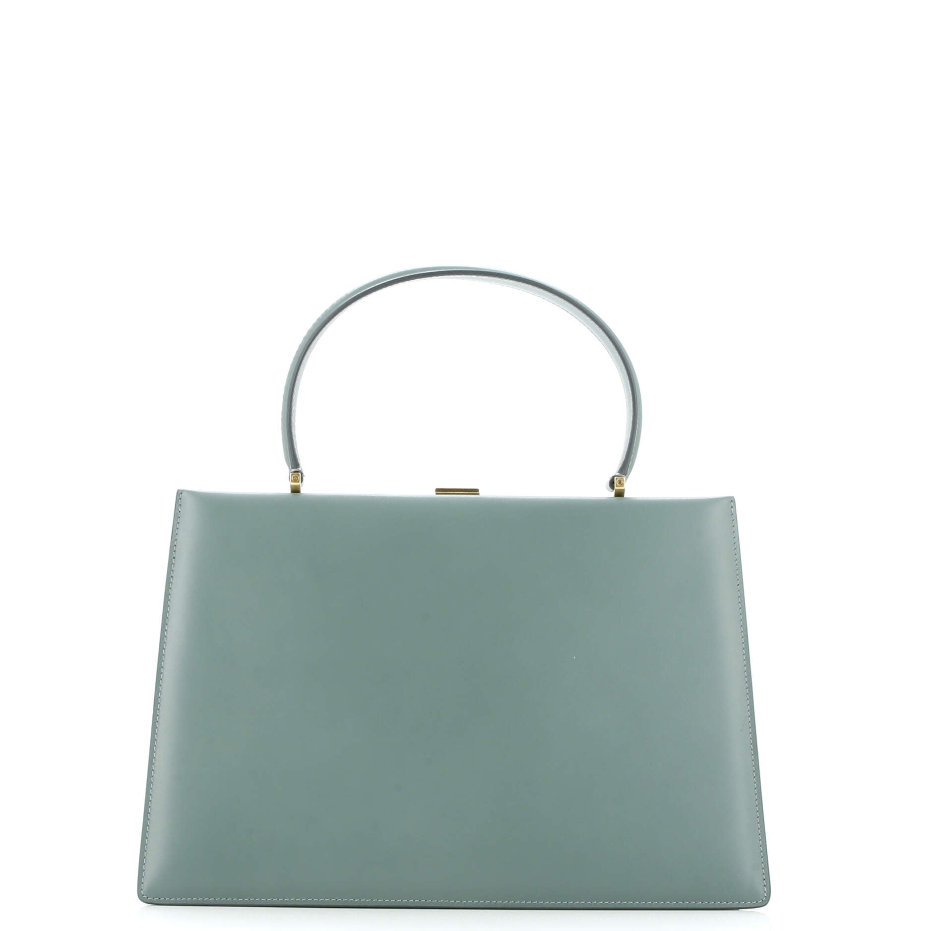 Clasp Top Handle Bag Leather Medium