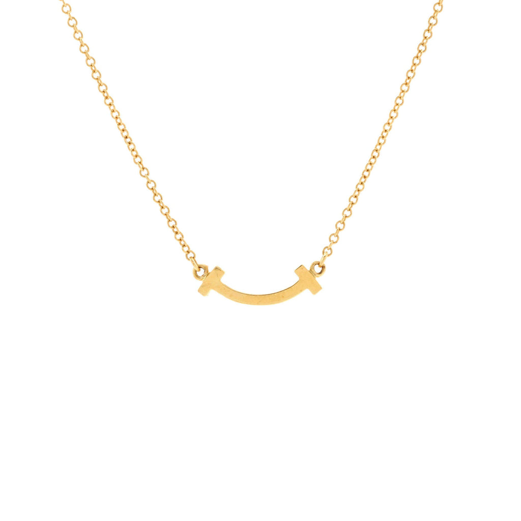 T Smile Pendant Necklace 18K Yellow Gold Mini