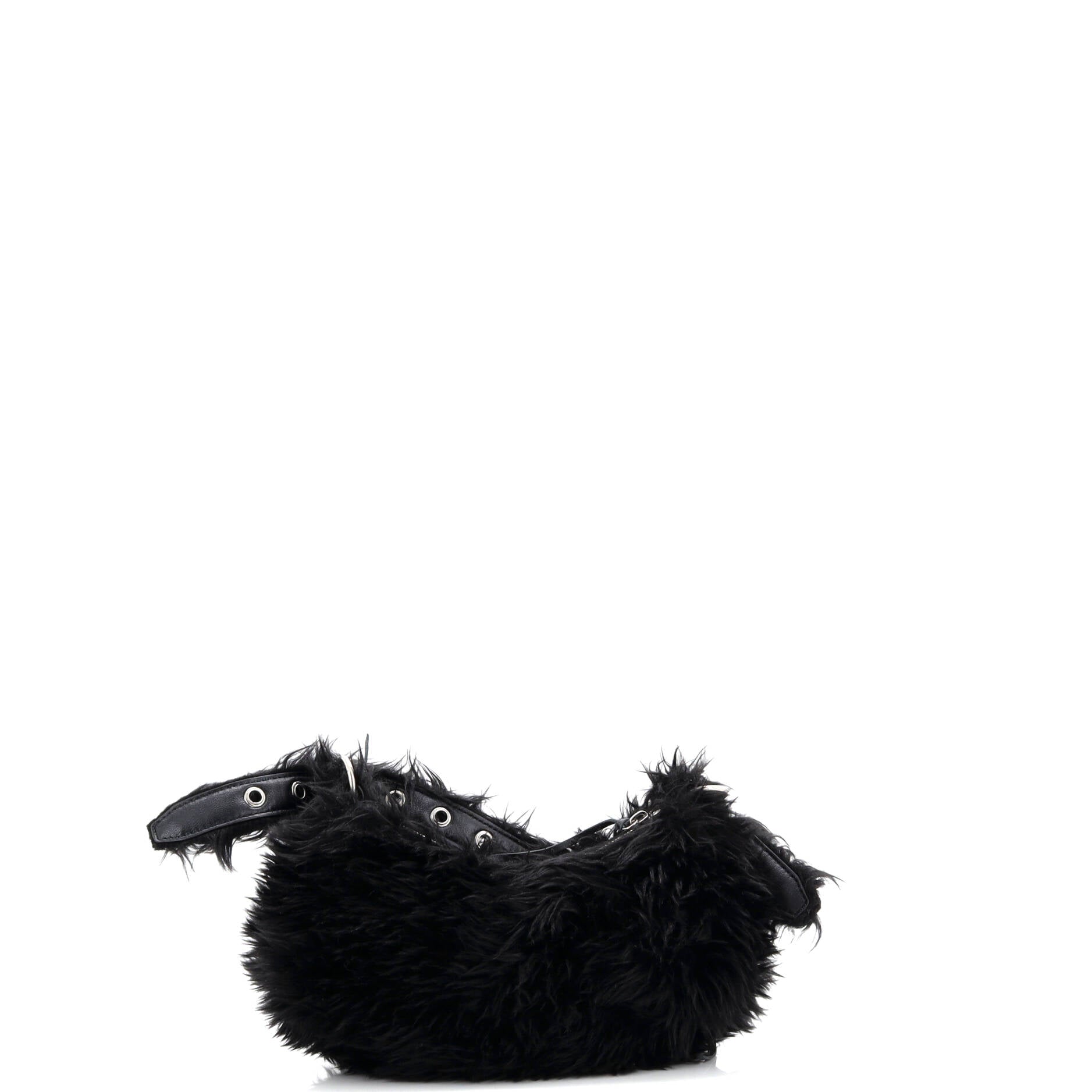 Le Cagole Giant Studs Shoulder Bag Faux Fur XS