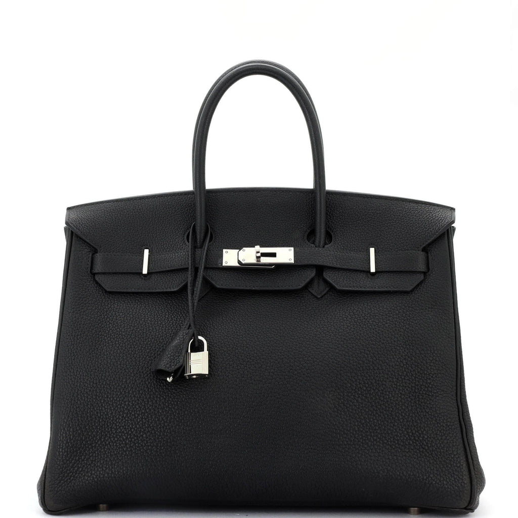 Birkin Handbag Noir Clemence with Palladium Hardware 35