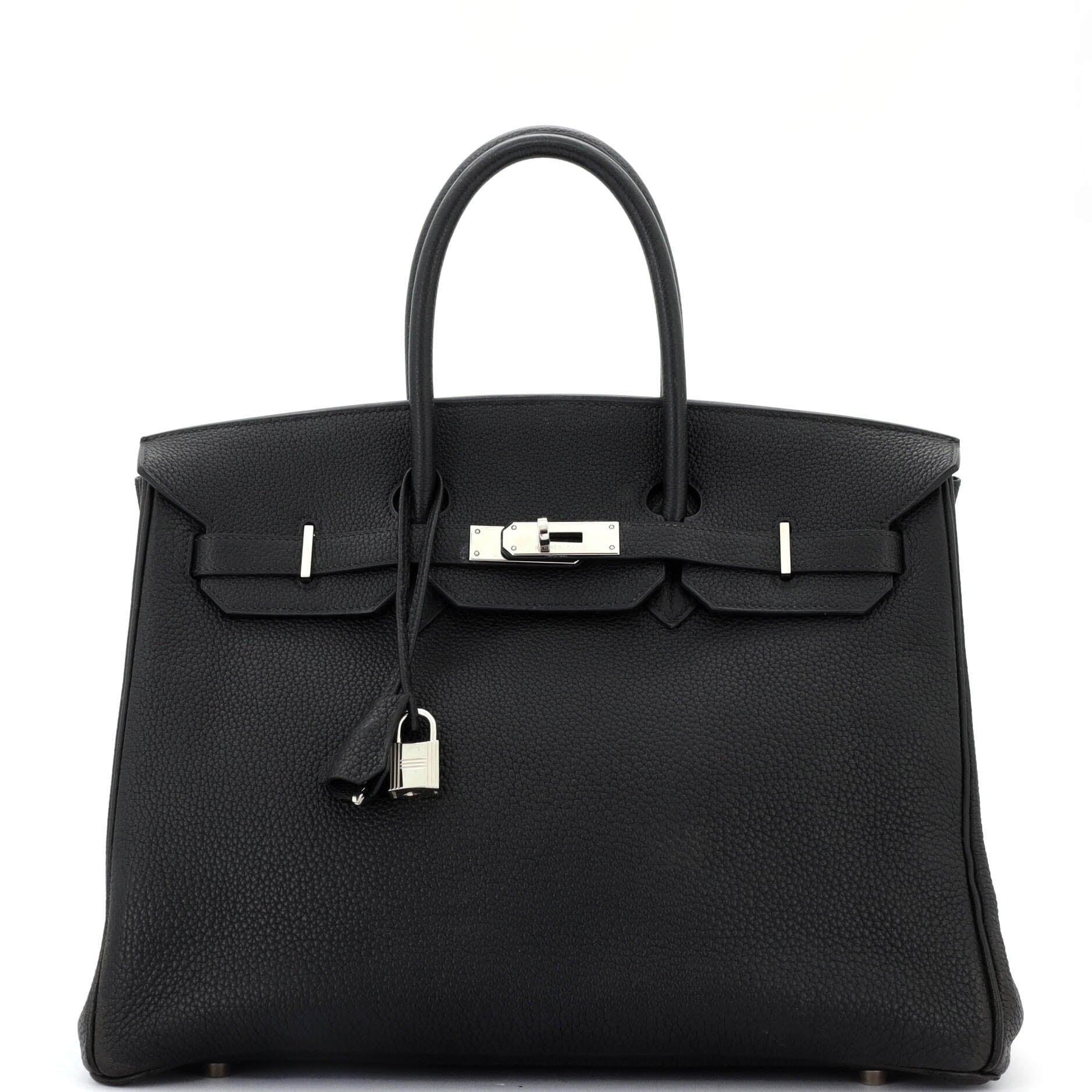 Birkin Handbag Noir Clemence with Palladium Hardware 35