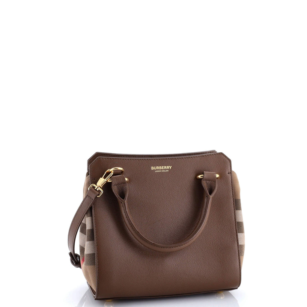 Banwell Tote Leather and House Check Canvas Mini