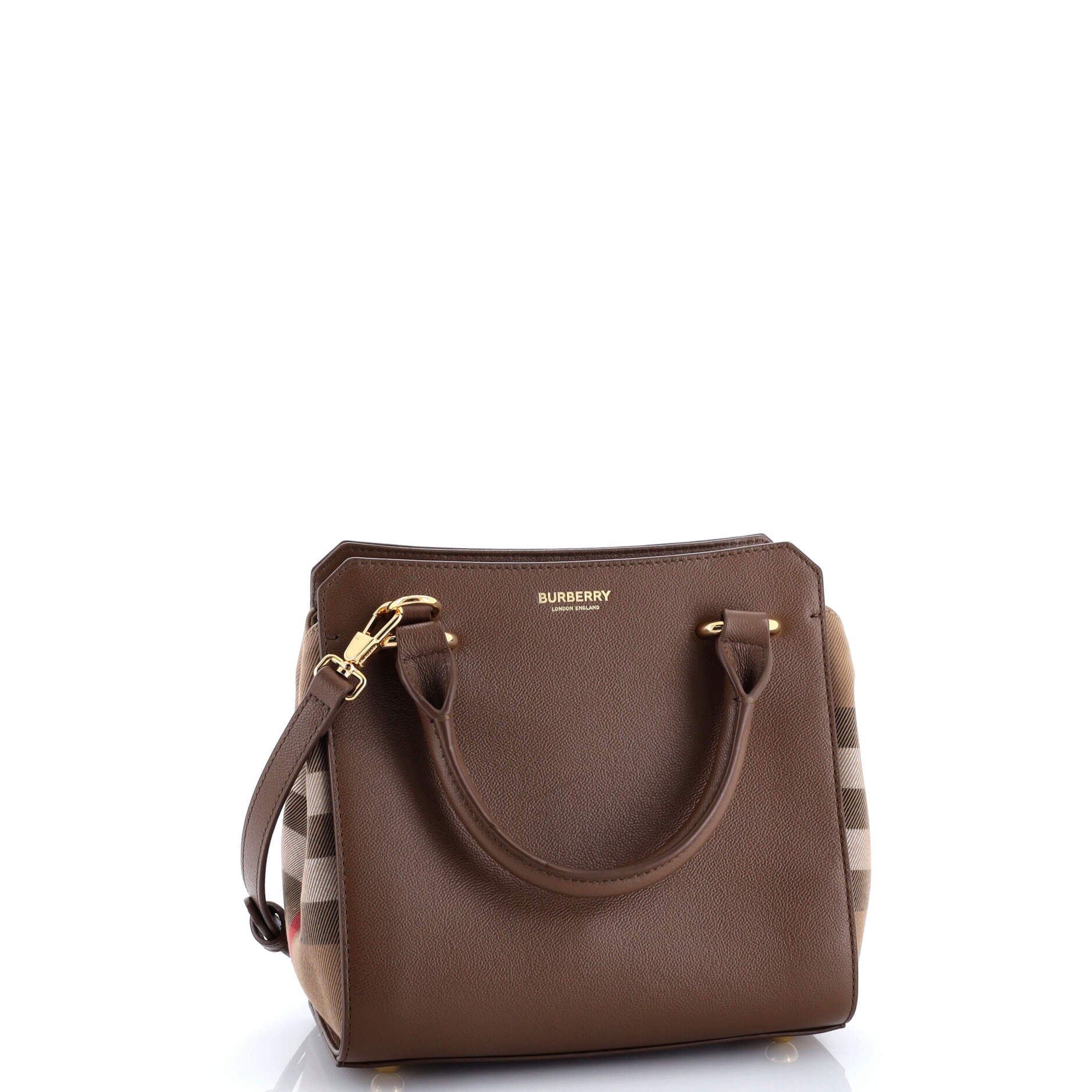 Banwell Tote Leather and House Check Canvas Mini
