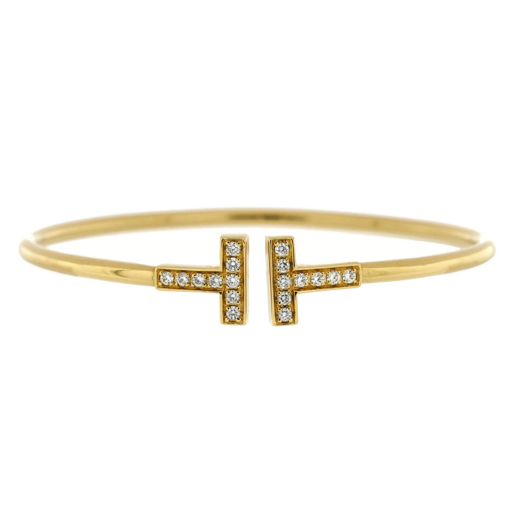 T Wire Bracelet 18K Yellow Gold and Diamonds
