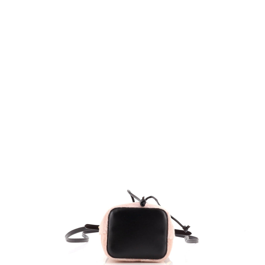 Logo Mon Tresor Bucket Bag Printed Fur with Leather Mini
