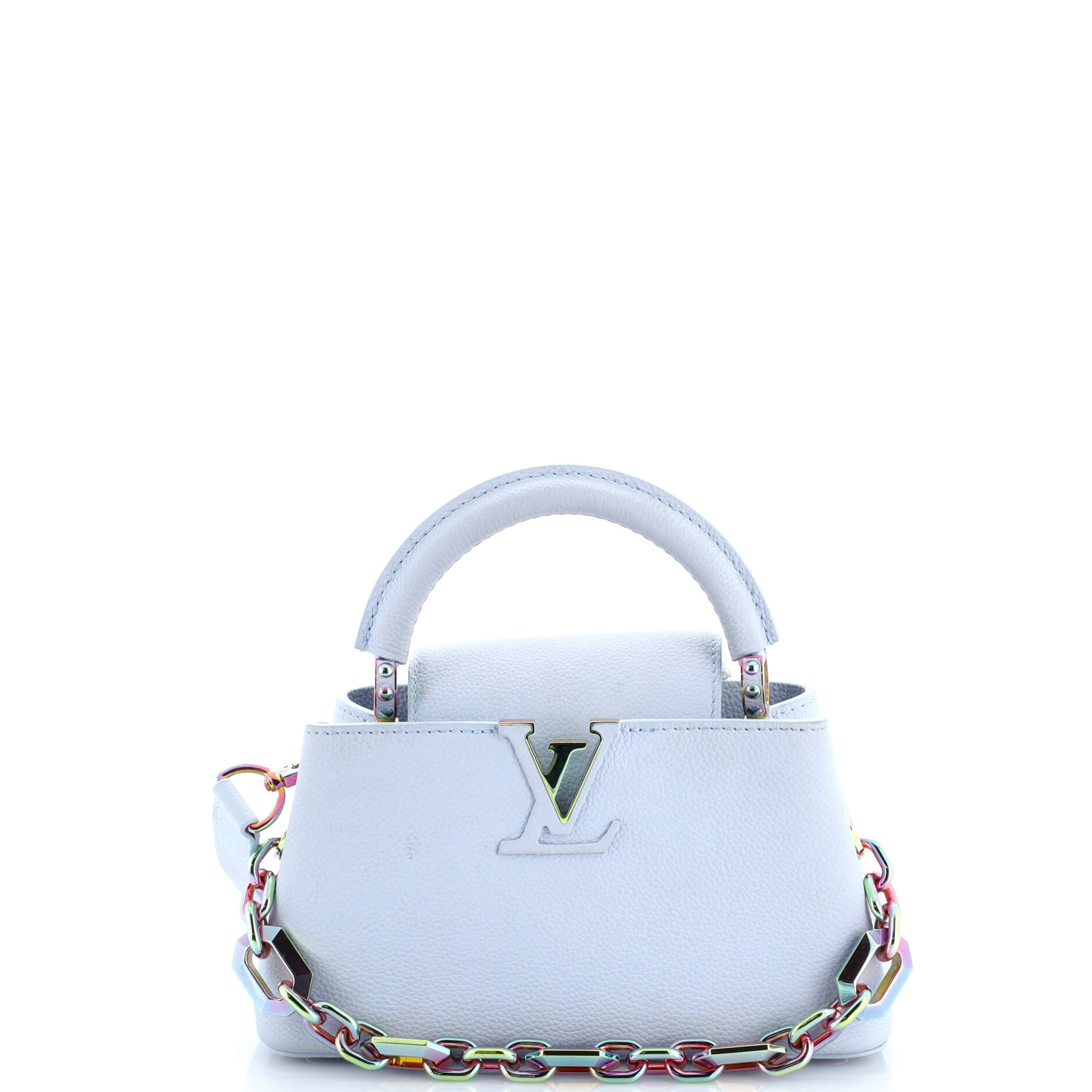 Capucines East West Bag Leather with Iridescent Hardware Mini
