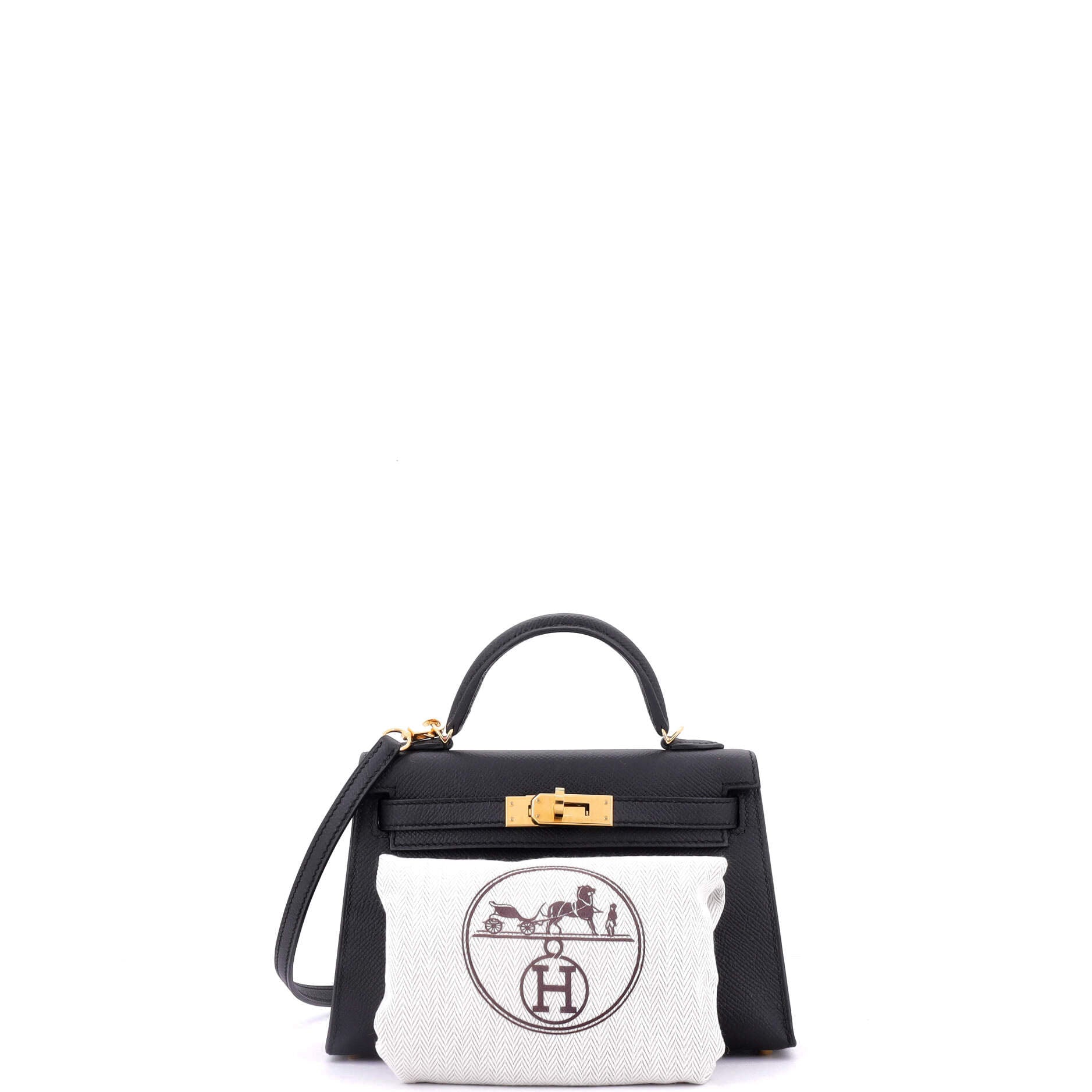 Kelly Mini II Bag Noir Epsom with Gold Hardware 20