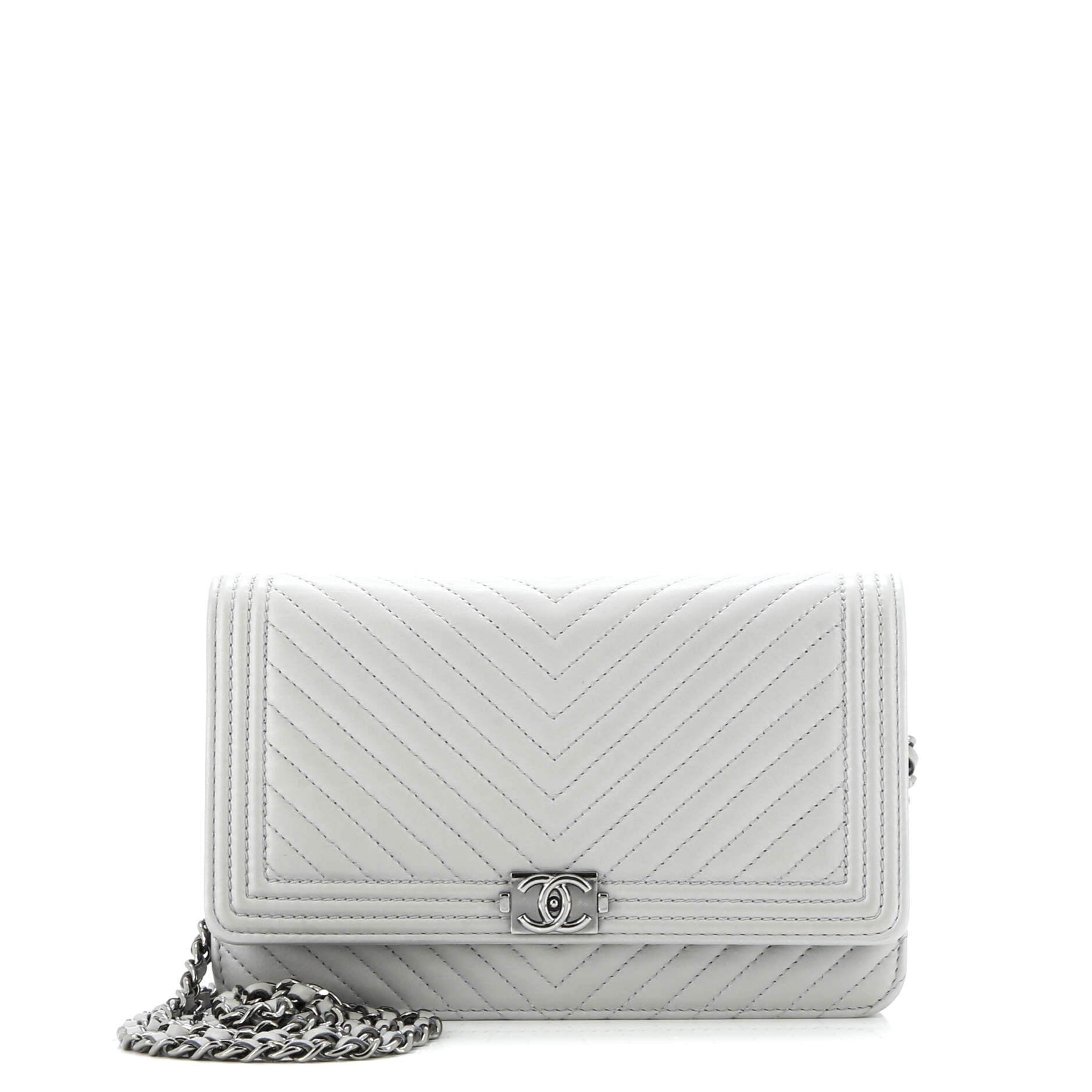 Boy Wallet on Chain Chevron Calfskin