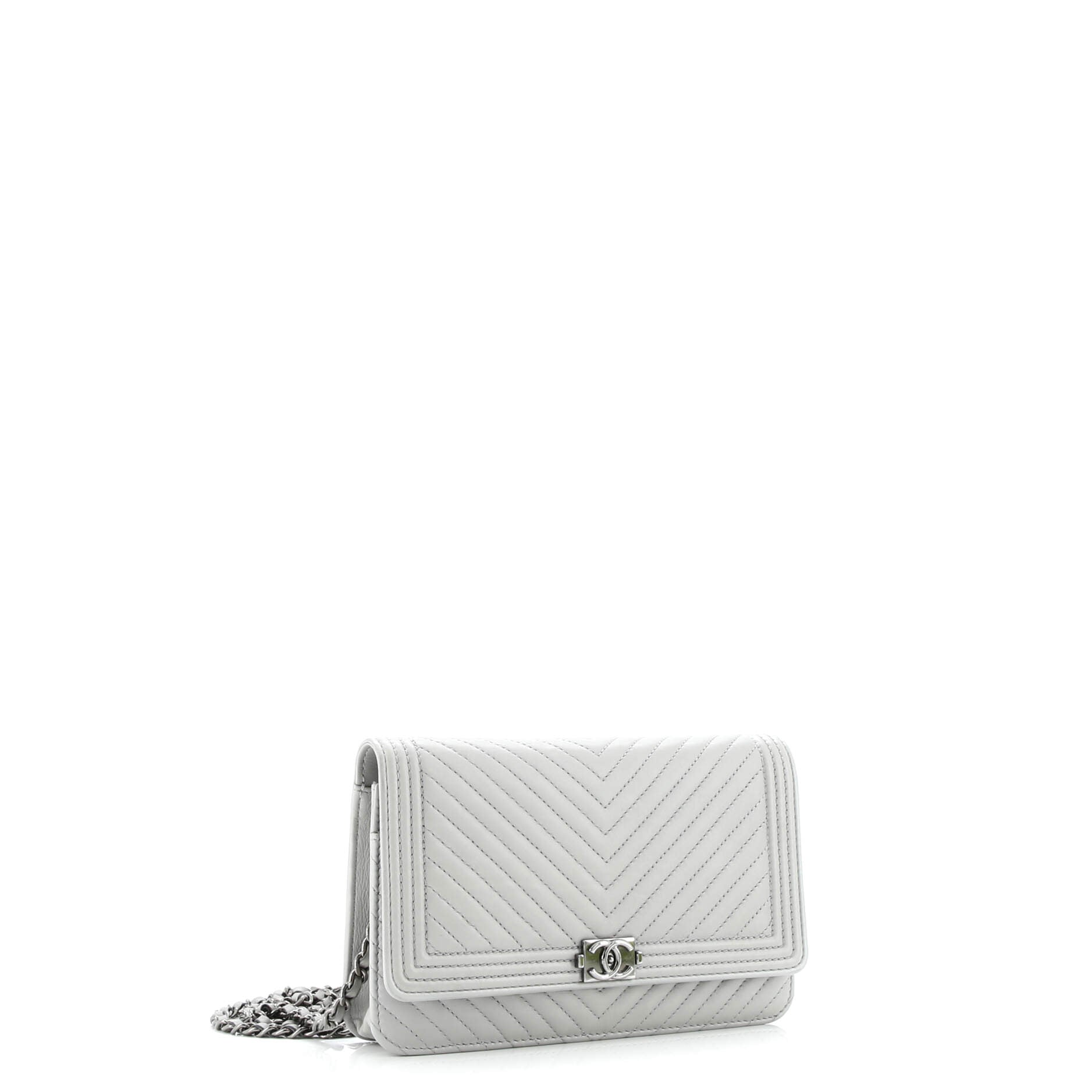 Boy Wallet on Chain Chevron Calfskin