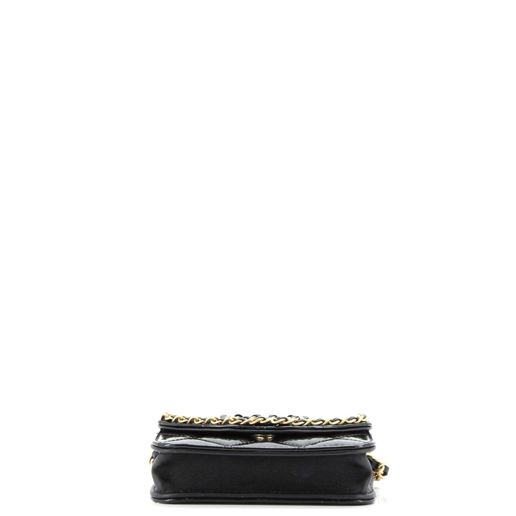 Heart Chain Flap Bag Quilted Patent Mini