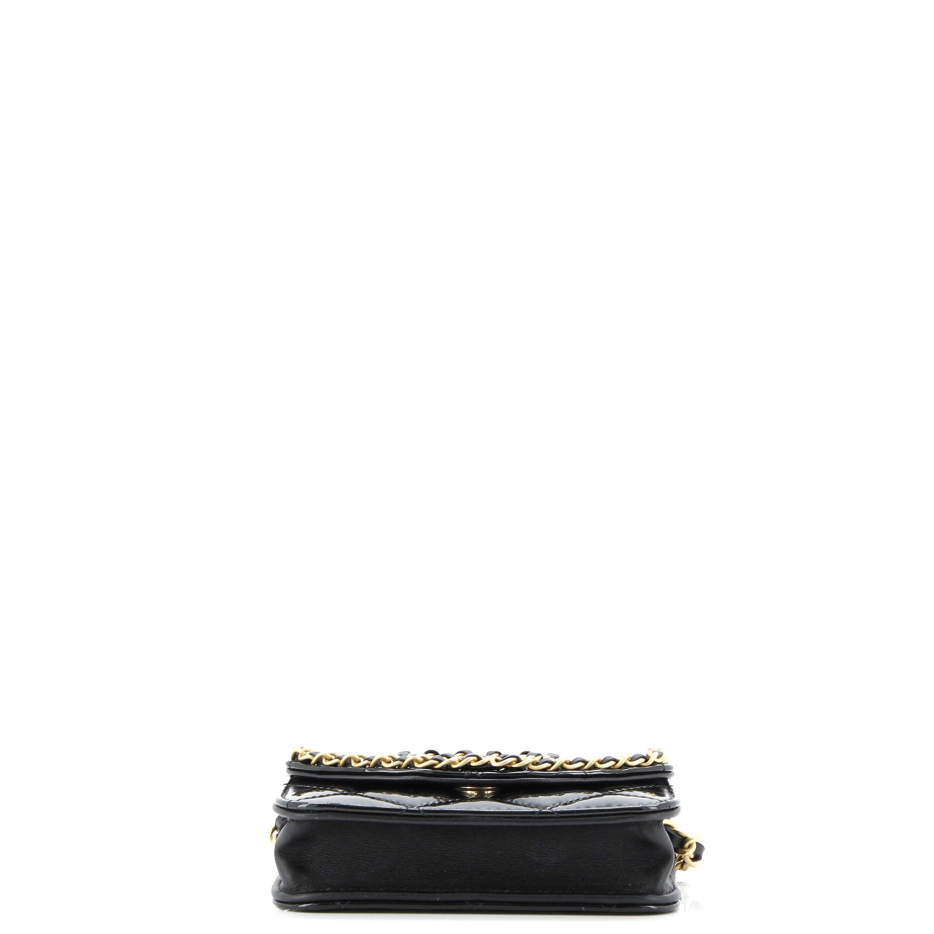 Heart Chain Flap Bag Quilted Patent Mini