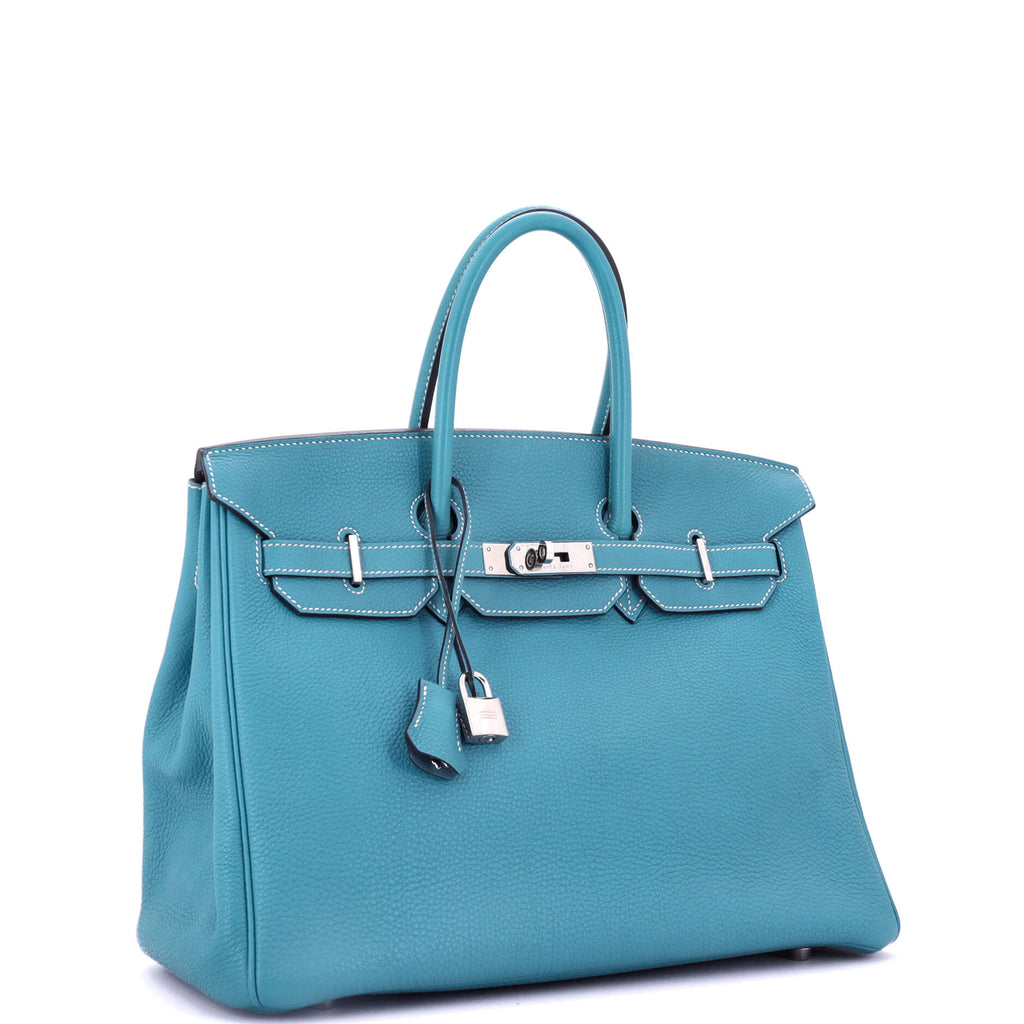 Birkin Handbag Bleu Jean Togo with Palladium Hardware 35