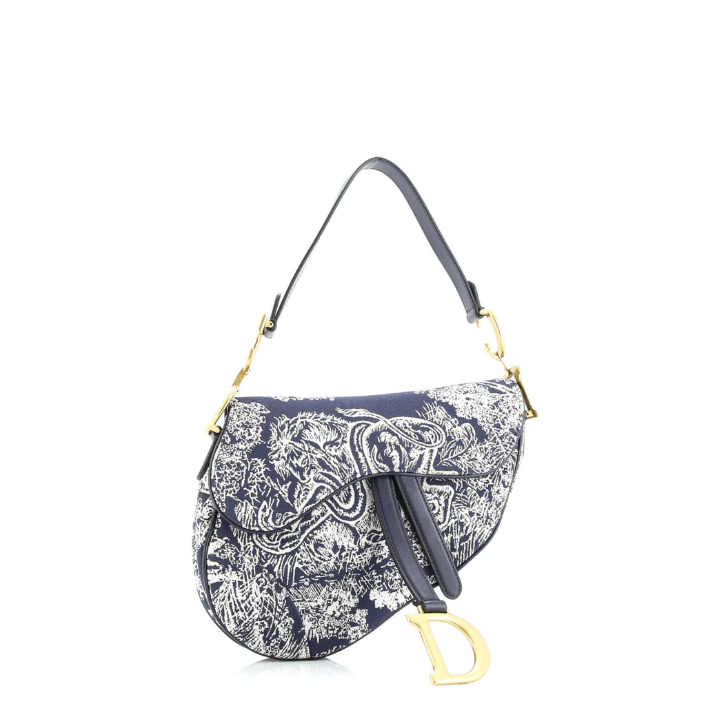 Toile De Jouy Saddle Bag Embroidered Canvas Medium
