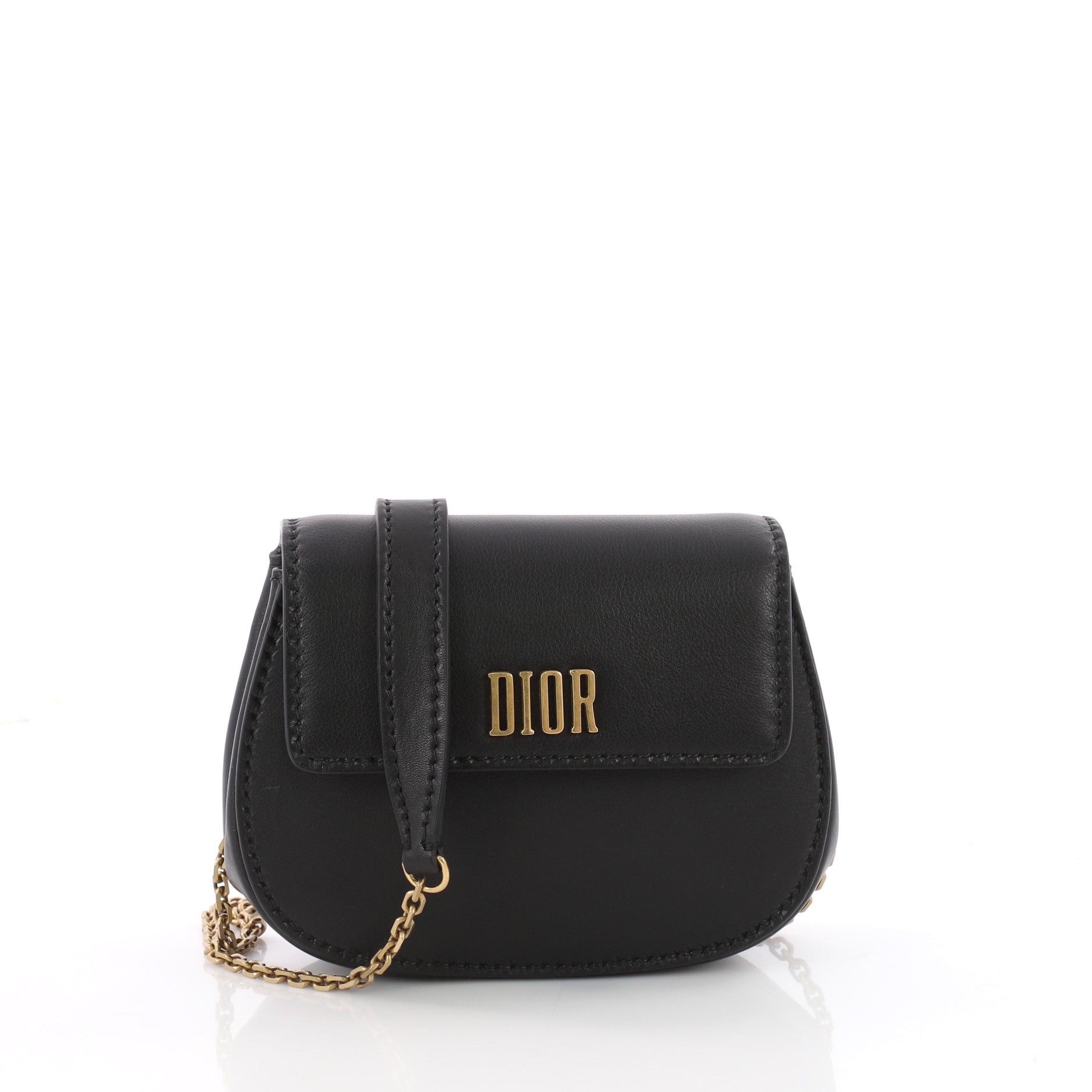 Dio(r)evolution Round Clutch with Chain Leather Small