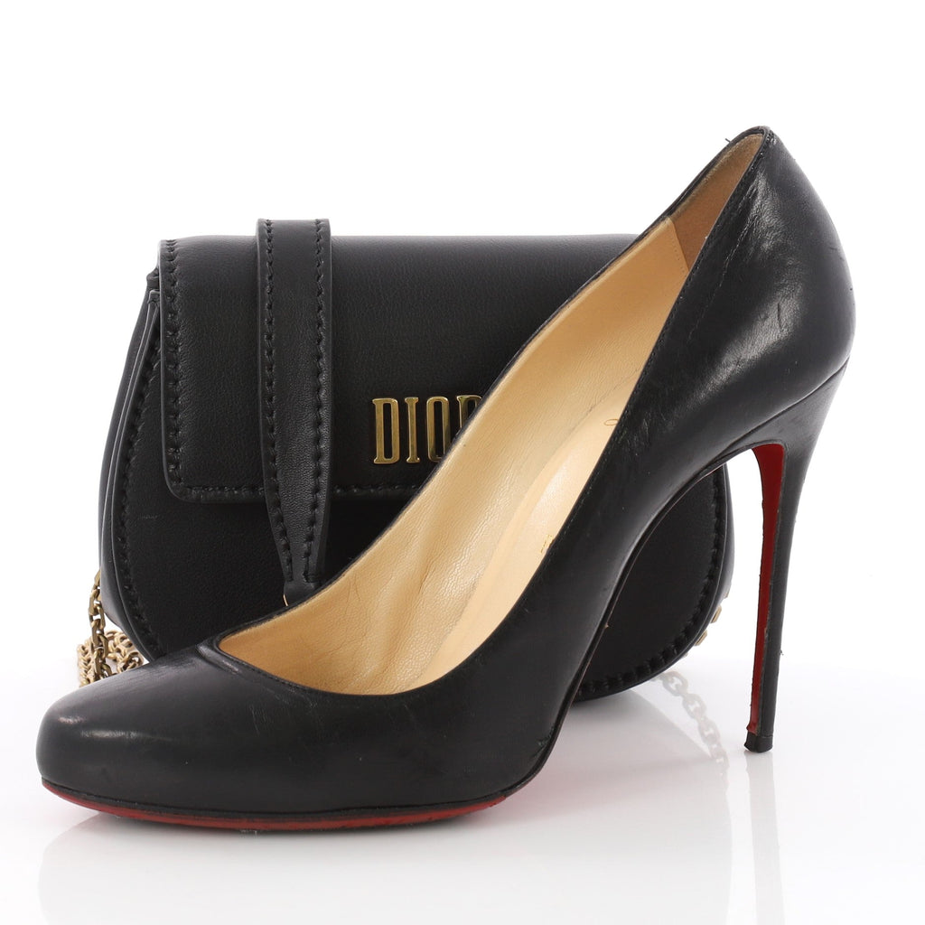 Dio(r)evolution Round Clutch with Chain Leather Small