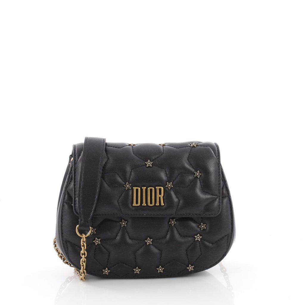 Dio(r)evolution Round Clutch with Chain Studded Leather Small