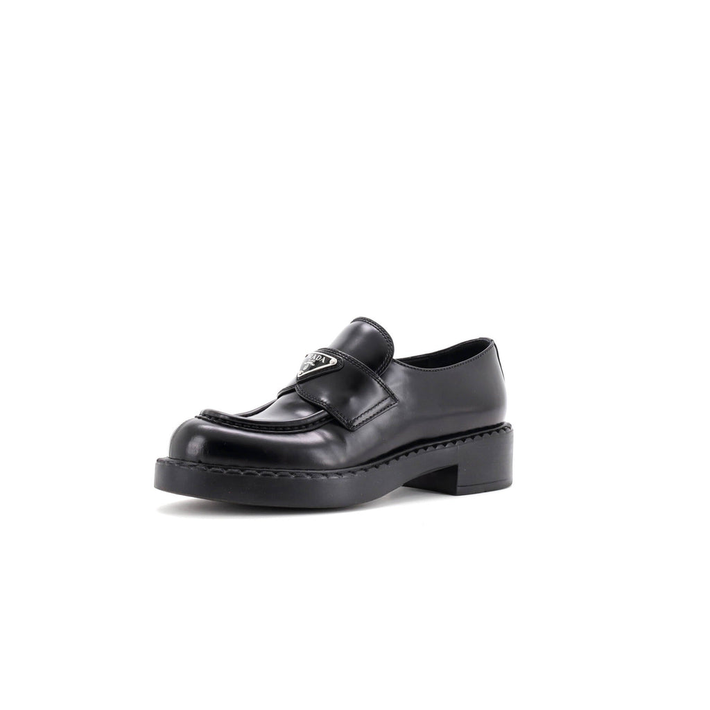 Women's Triangle Logo Loafers Spazzolato Leather