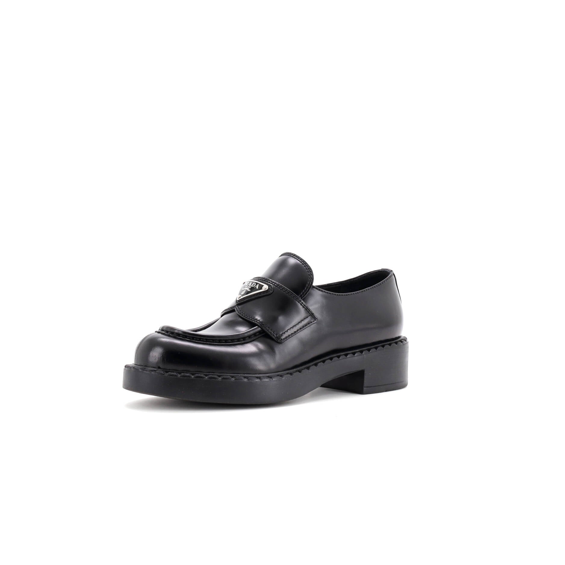 Women's Triangle Logo Loafers Spazzolato Leather