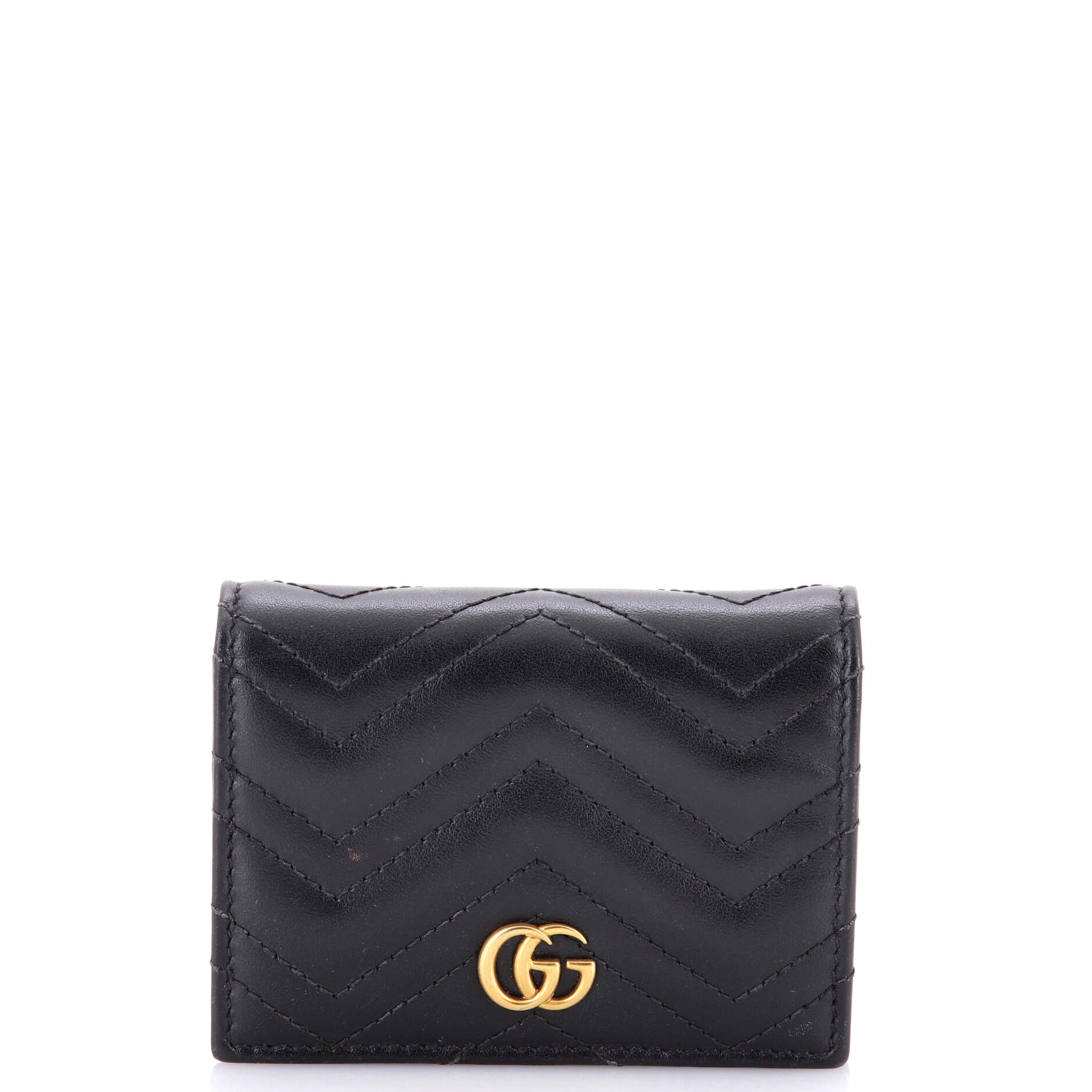 GG Marmont Flap Card Case Matelasse Leather