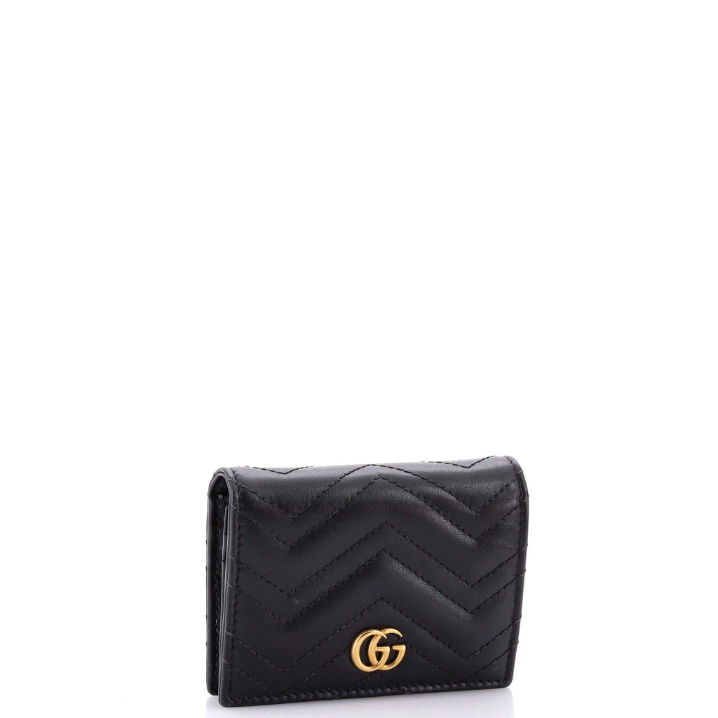 GG Marmont Flap Card Case Matelasse Leather
