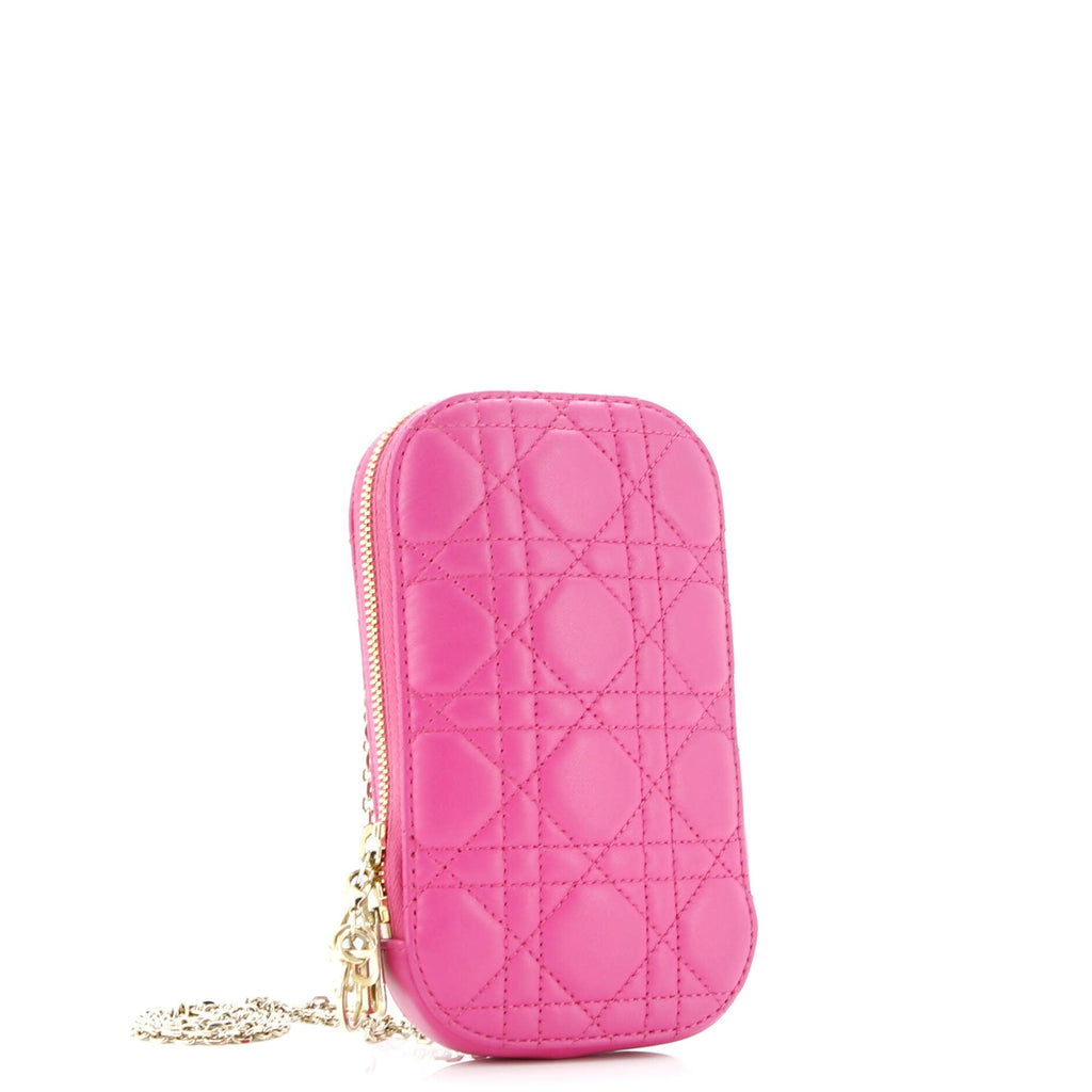 Lady Dior Phone Holder on Chain Cannage Quilt Lambskin